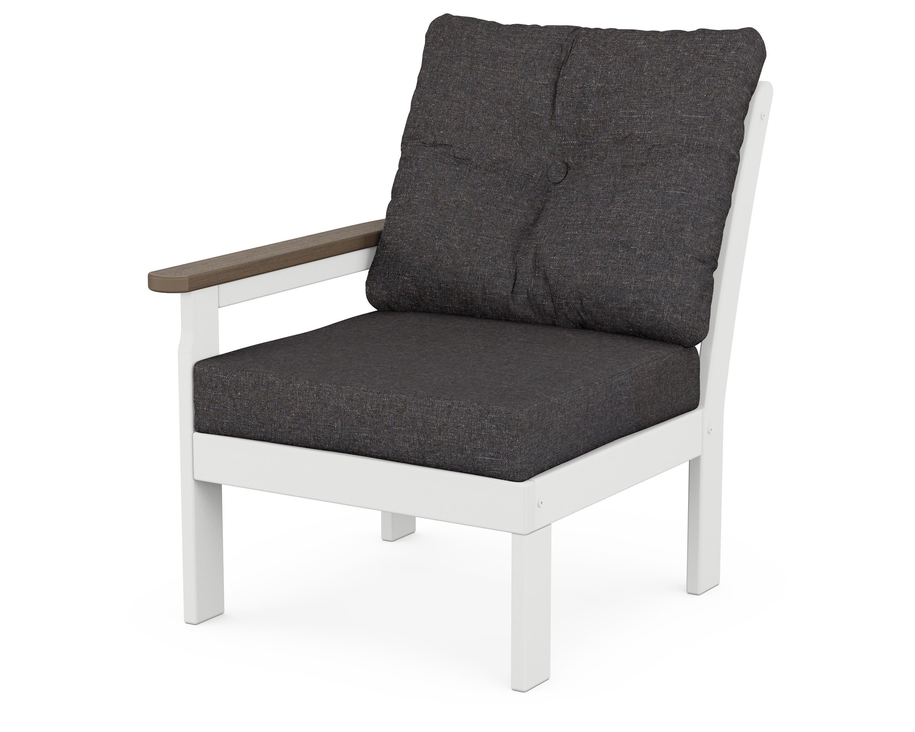 POLYWOOD® Vineyard Modular Left Arm Chair in White / Kona / Ash Charcoal