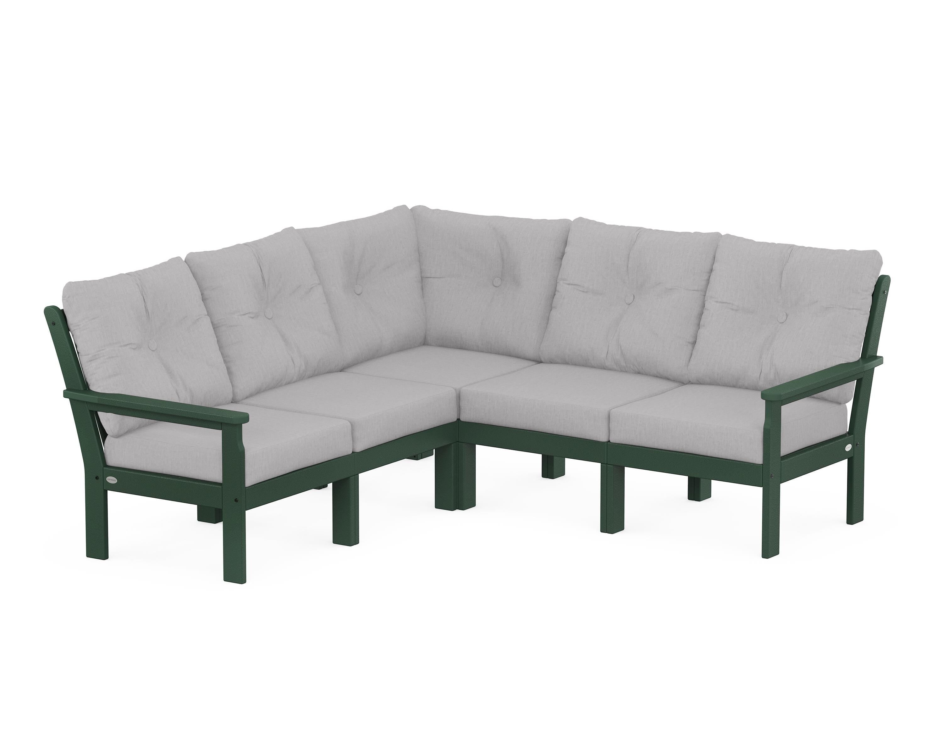 POLYWOOD® Vineyard 5-Piece Sectional in Green / Granite