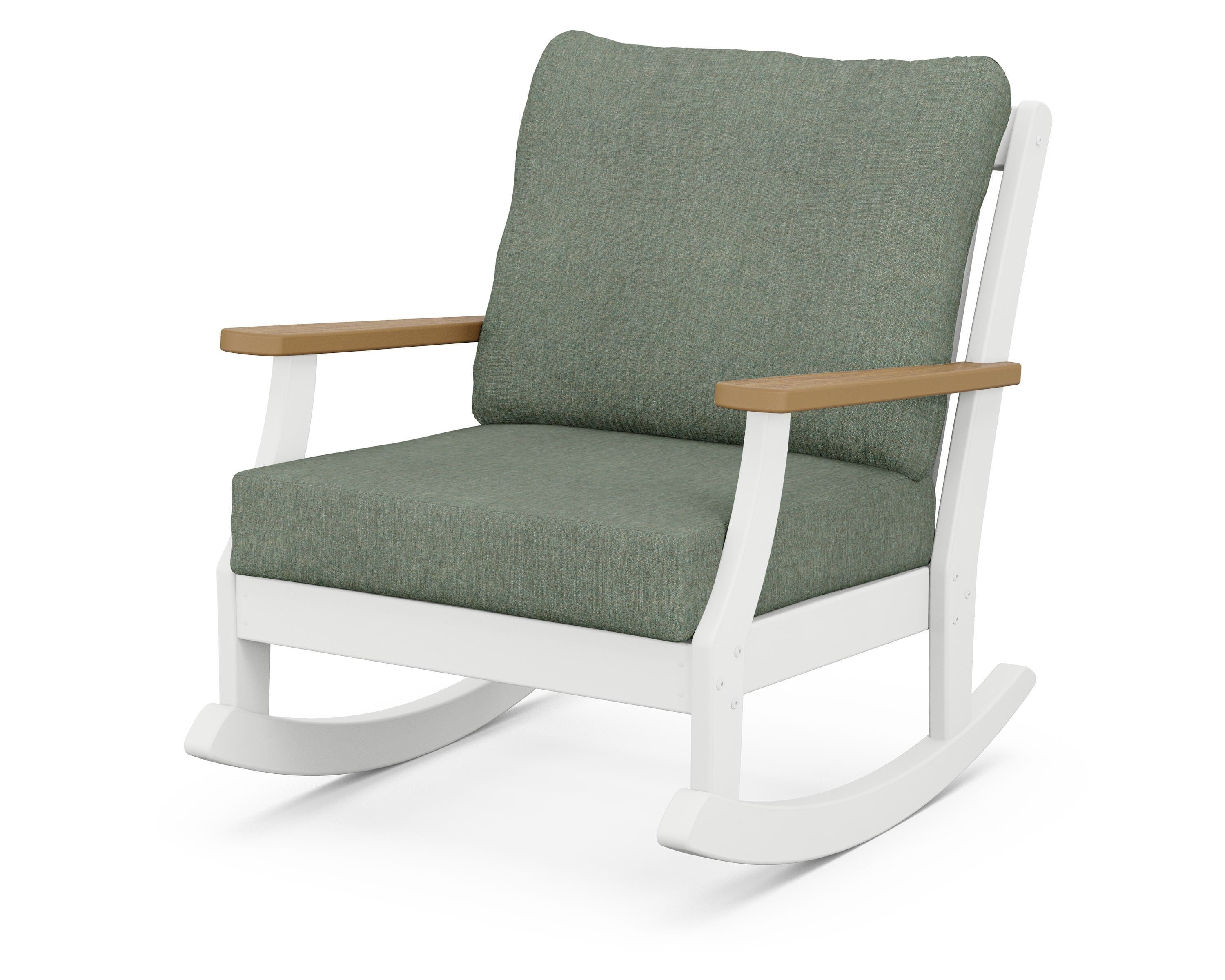 POLYWOOD® Braxton Deep Seating Rocking Chair in White / Natural / Cast Sage