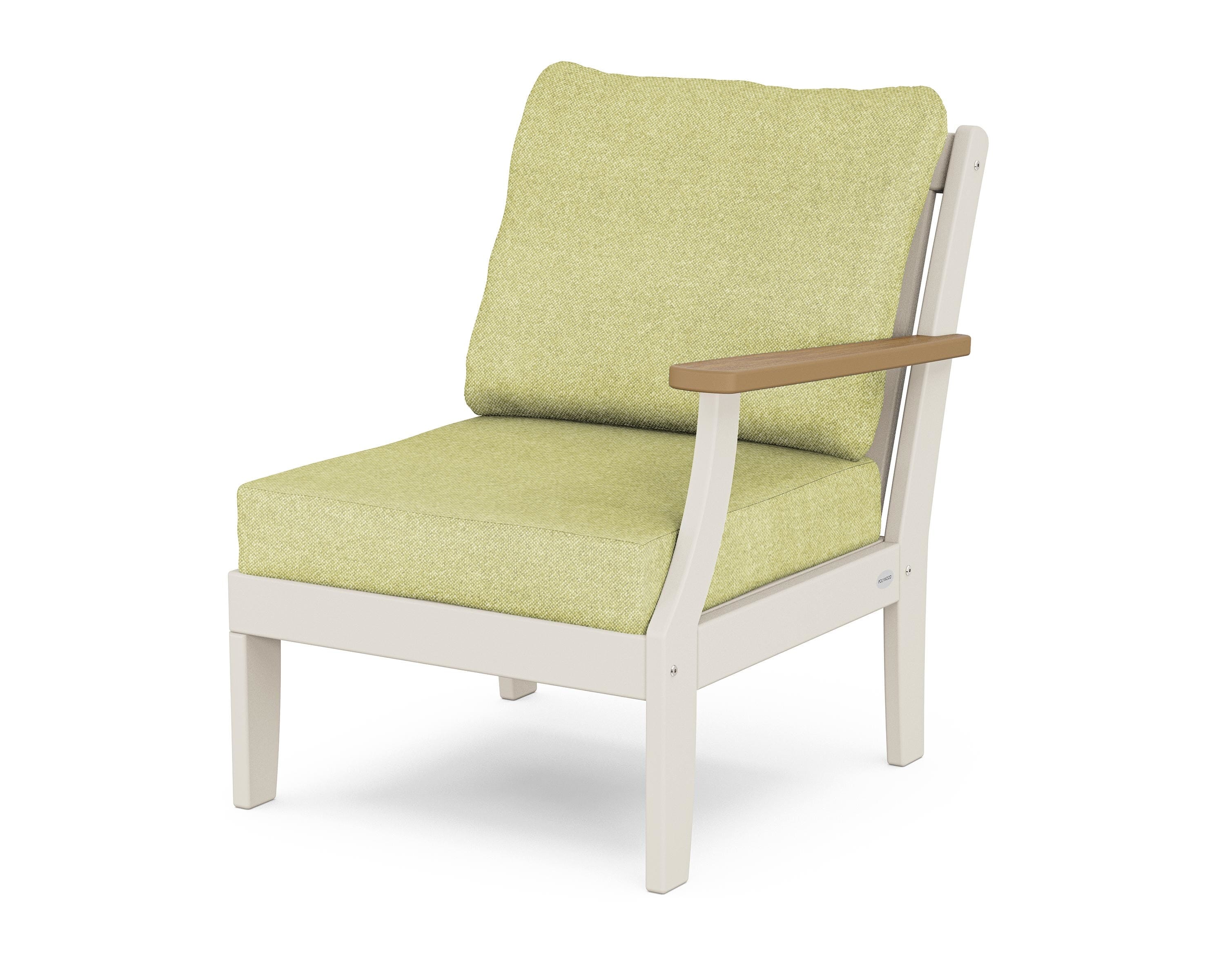 POLYWOOD® Braxton Modular Right Arm Chair in Sand / Natural / Chartreuse Boucle