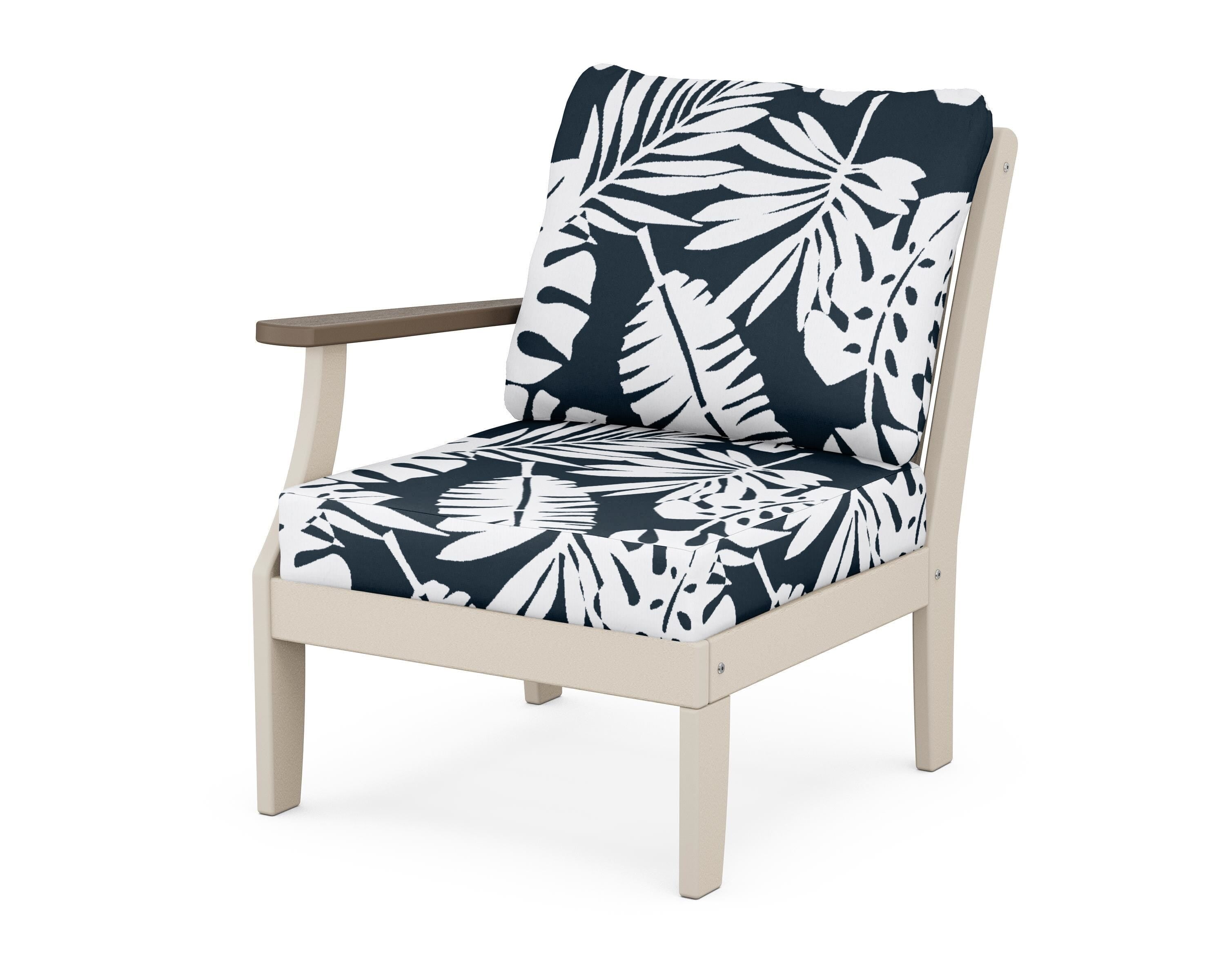 POLYWOOD® Braxton Modular Left Arm Chair in Sand / Kona / Leaf Marine Indigo