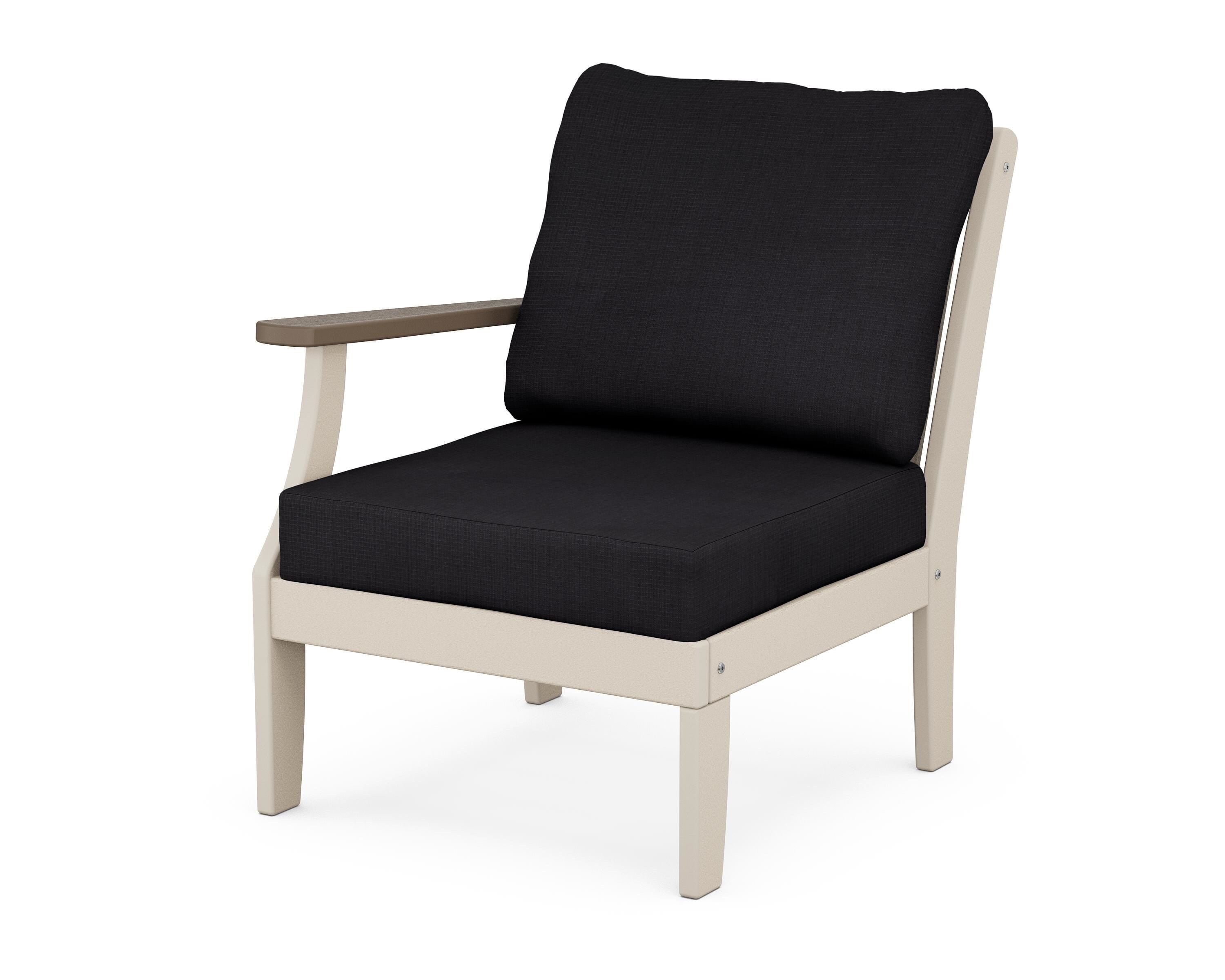 POLYWOOD® Braxton Modular Left Arm Chair in Sand / Kona / Midnight Linen