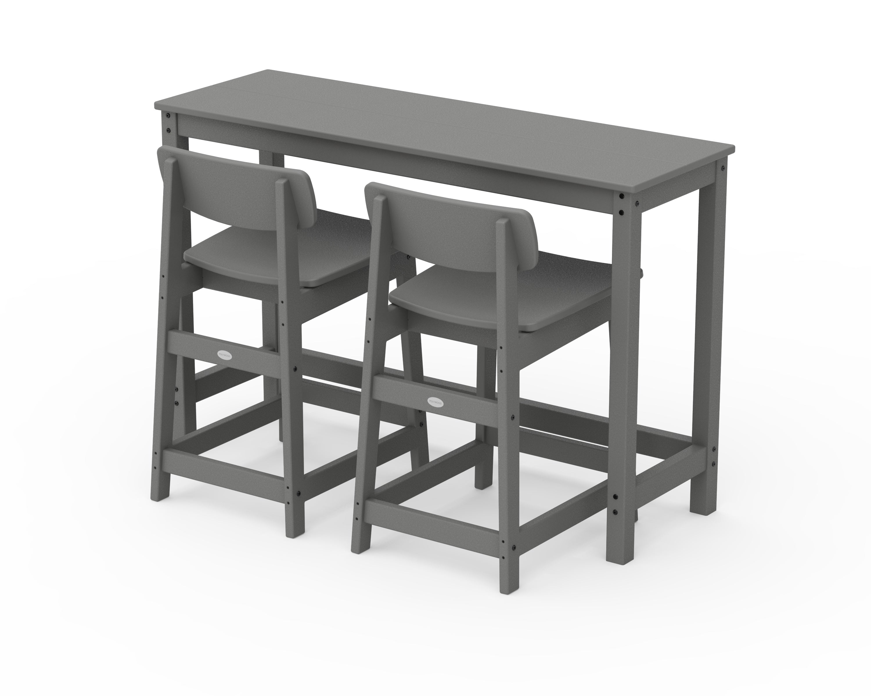 POLYWOOD® Modern Studio Urban Lowback Counter Chair 3-Piece Balcony Set in Slate Grey