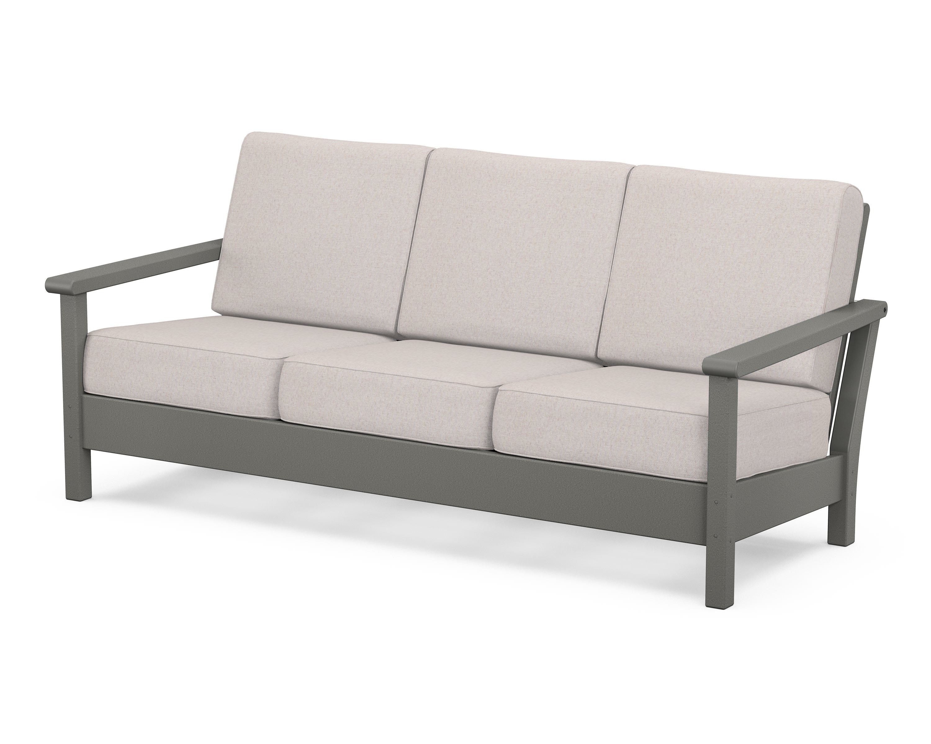 POLYWOOD® Harbour Deep Seating Sofa in Slate Grey / Dune Burlap