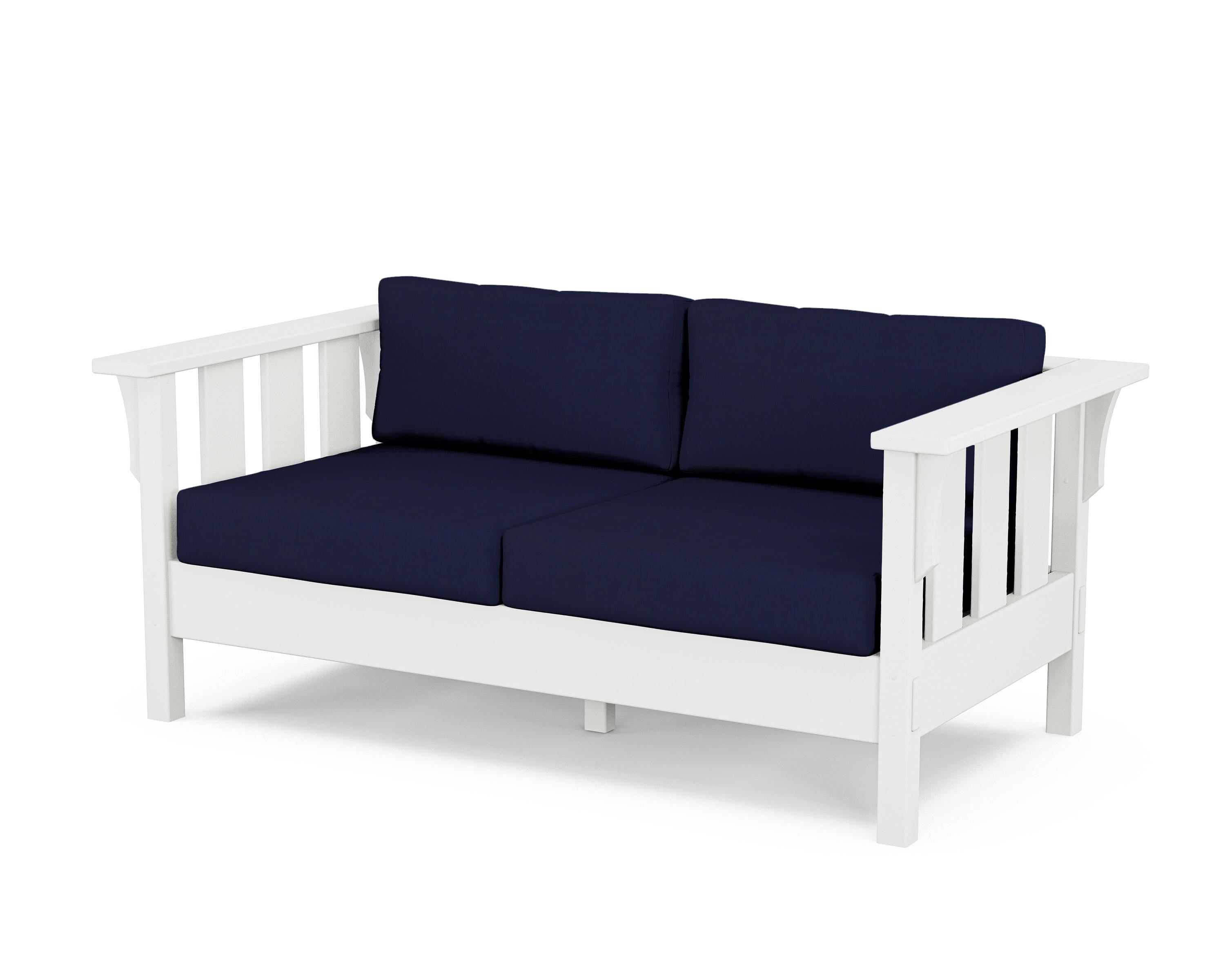 Martha Stewart by POLYWOOD® Acadia Deep Seating Loveseat in White / Navy
