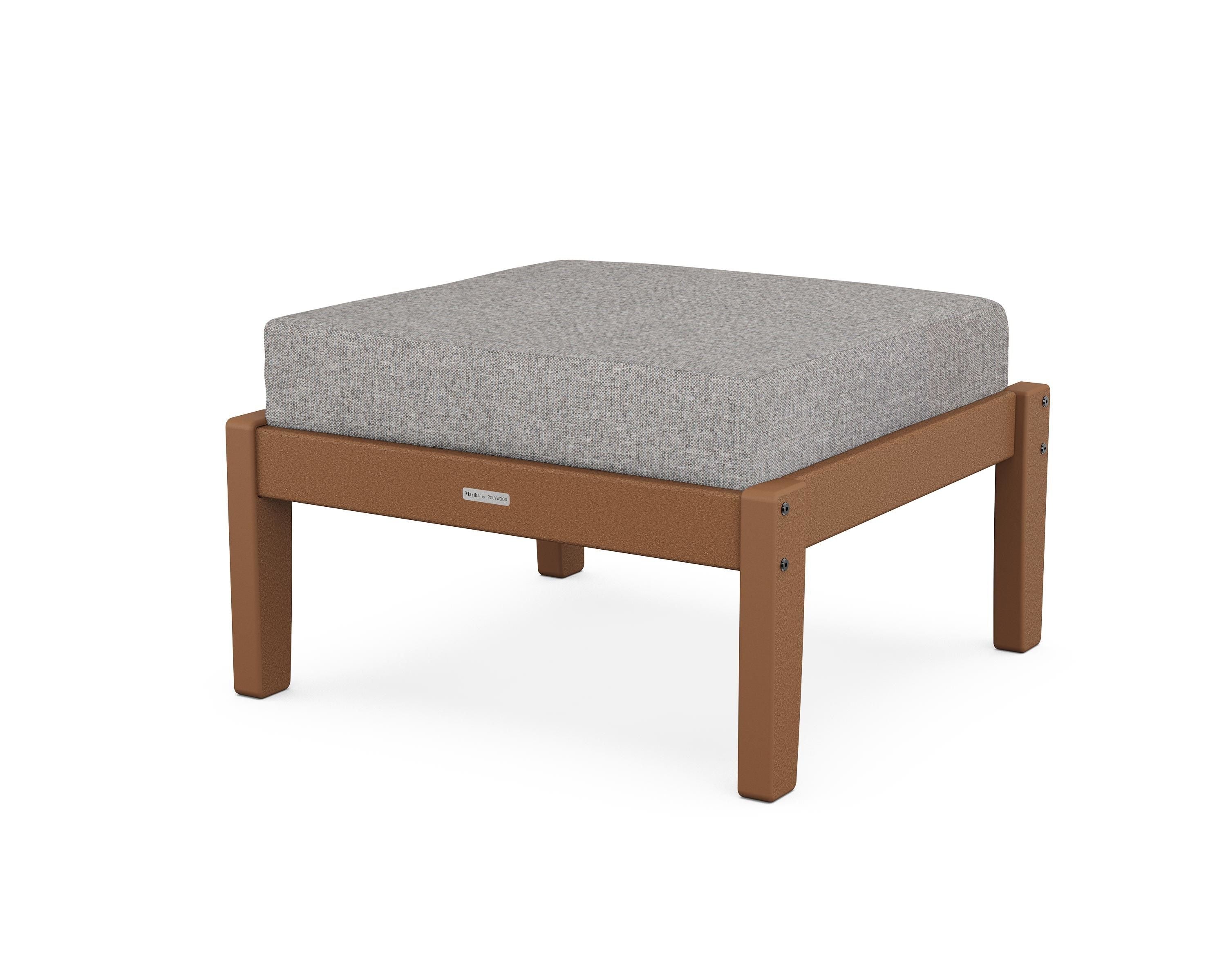 Martha Stewart by POLYWOOD® Chinoiserie Deep Seating Ottoman in Teak / Grey Mist