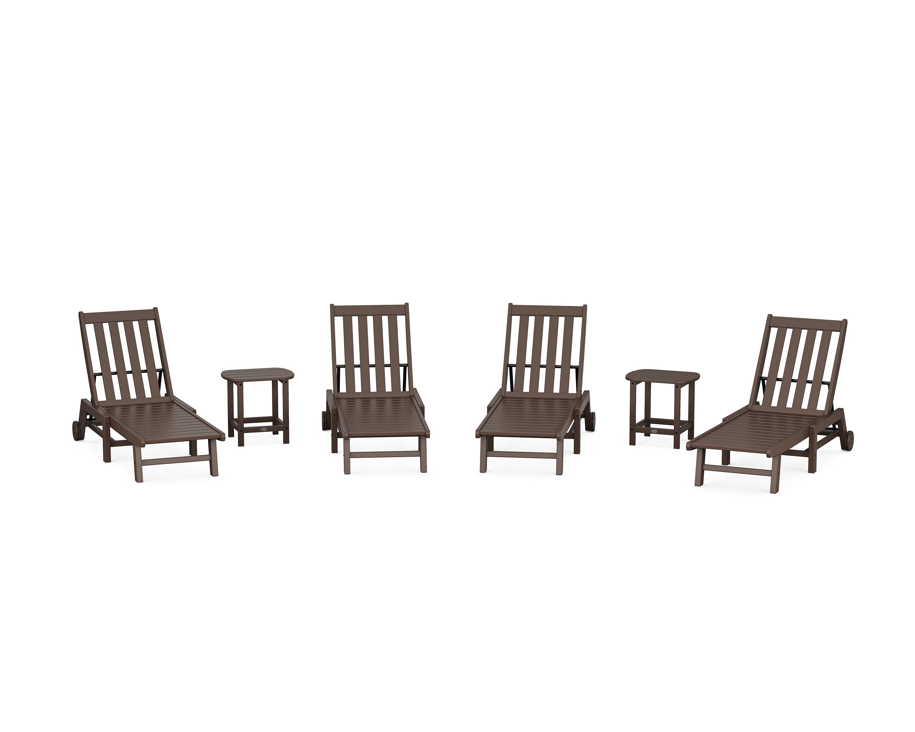 POLYWOOD® Vineyard 6-Piece Chaise with Wheels Set in Mahogany