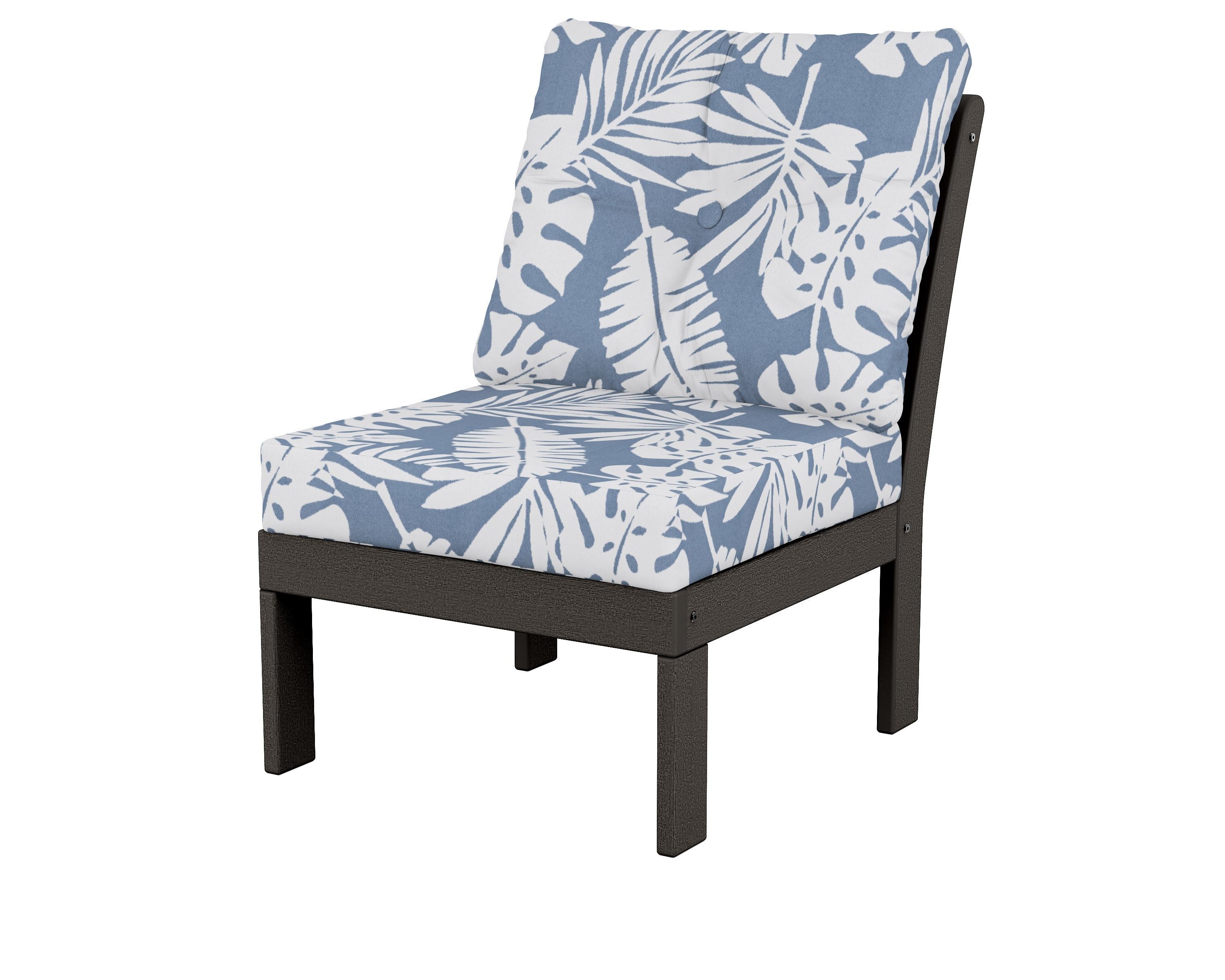 POLYWOOD® Vineyard Modular Armless Chair in Vintage Coffee / Leaf Sky Blue
