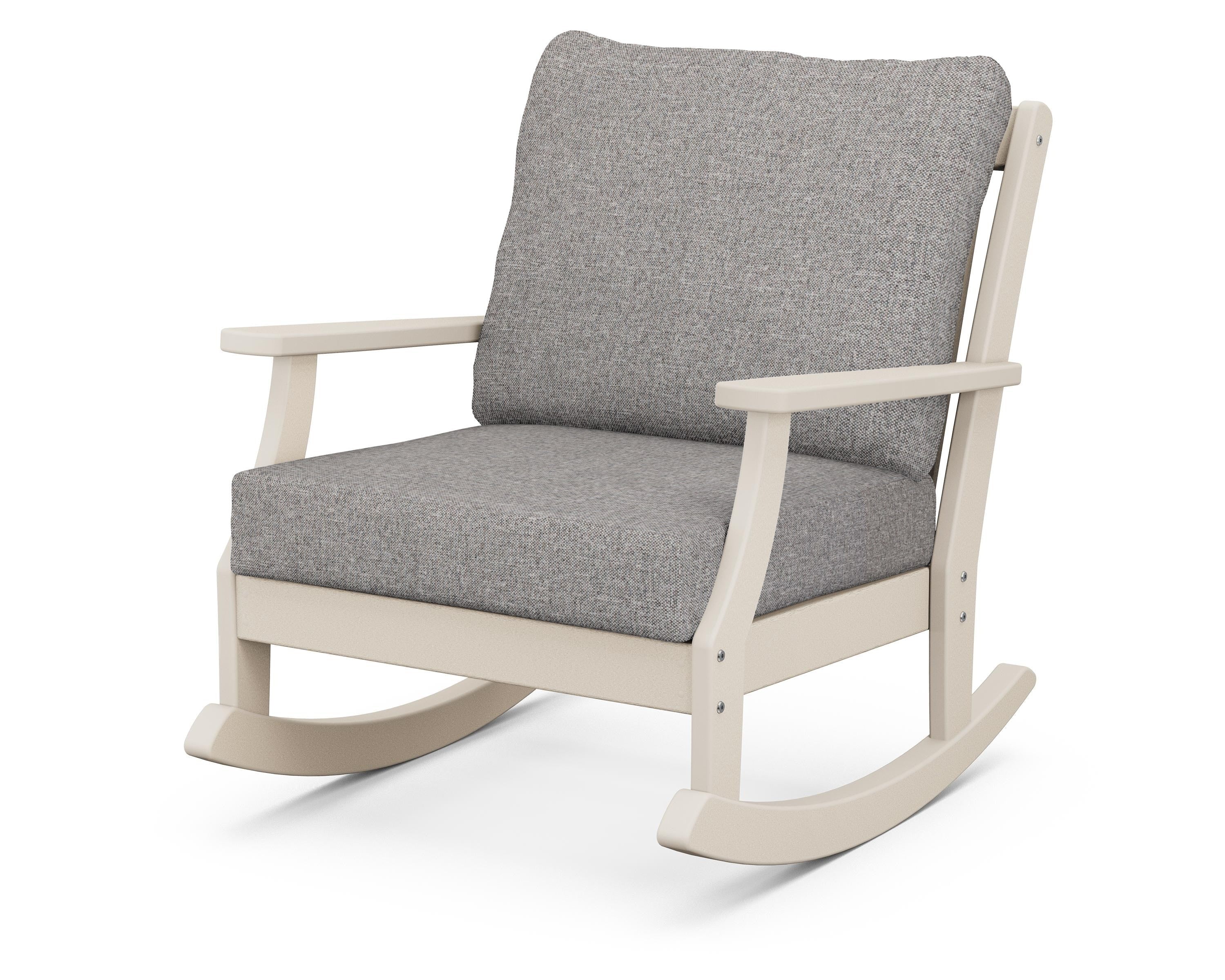 POLYWOOD® Braxton Deep Seating Rocking Chair in Sand / Grey Mist