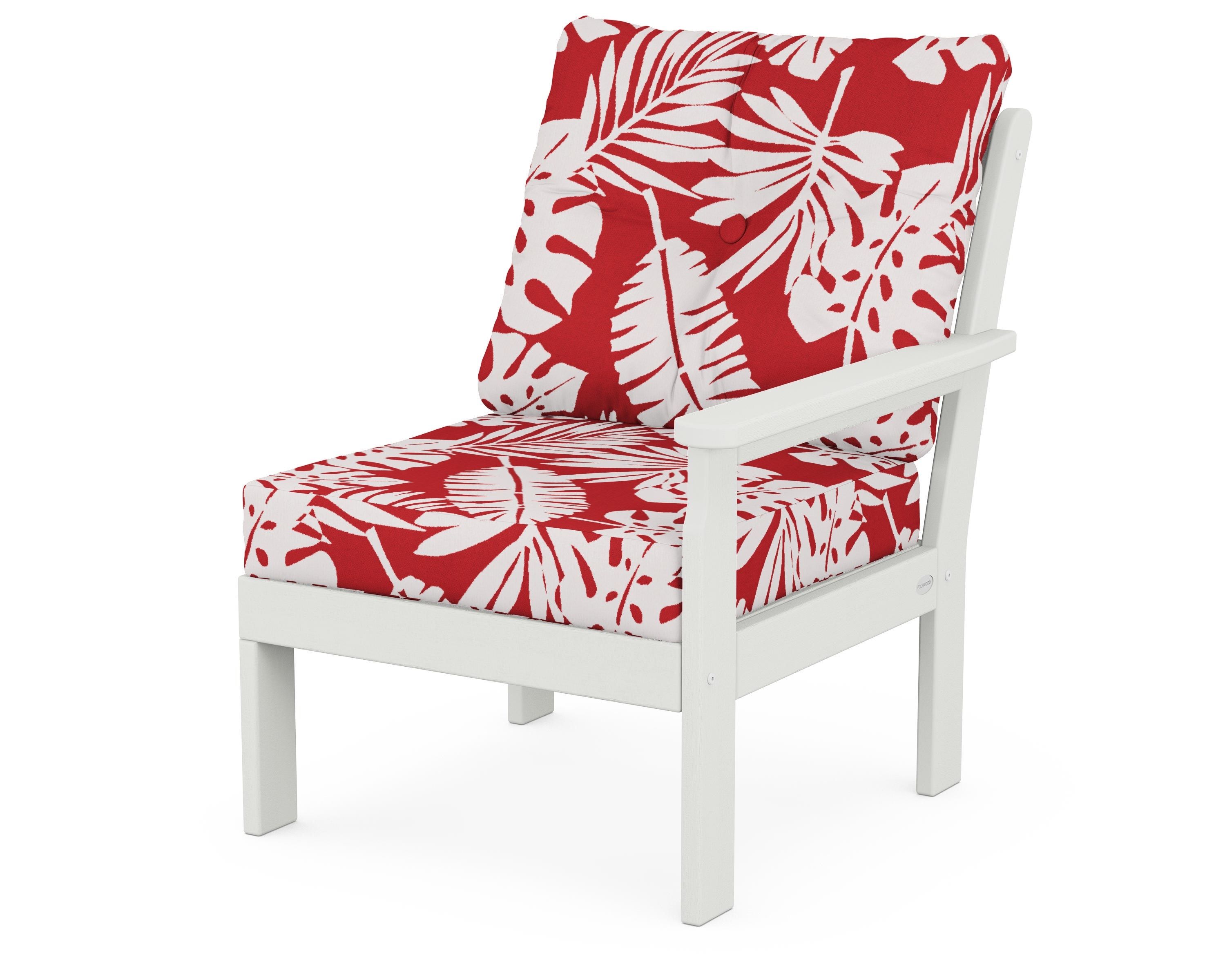 POLYWOOD® Vineyard Modular Right Arm Chair in Vintage White / Leaf Crimson