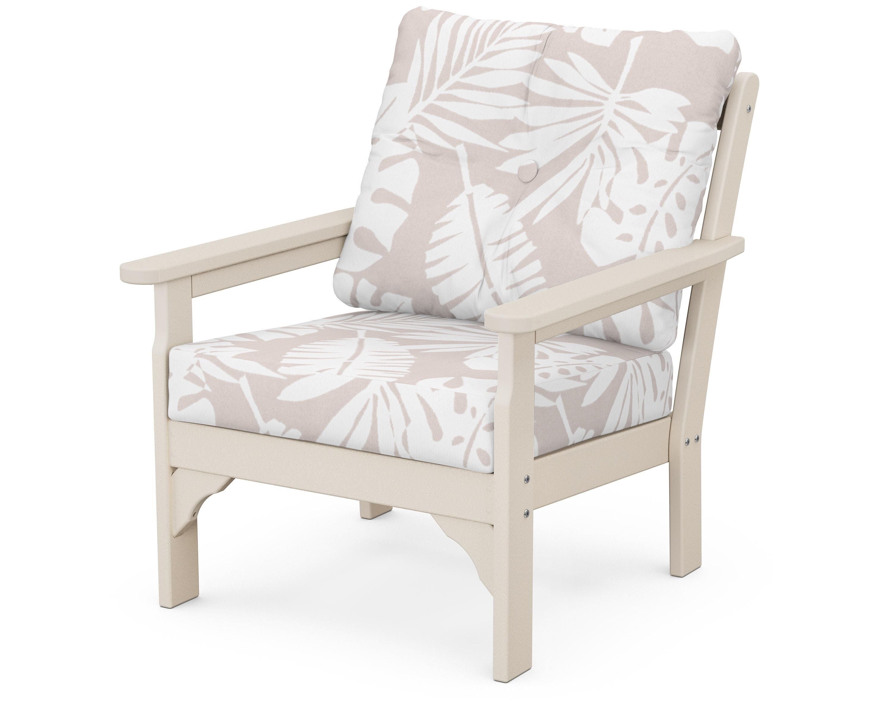 POLYWOOD® Vineyard Deep Seating Chair in Sand / Leaf Dune Burlap