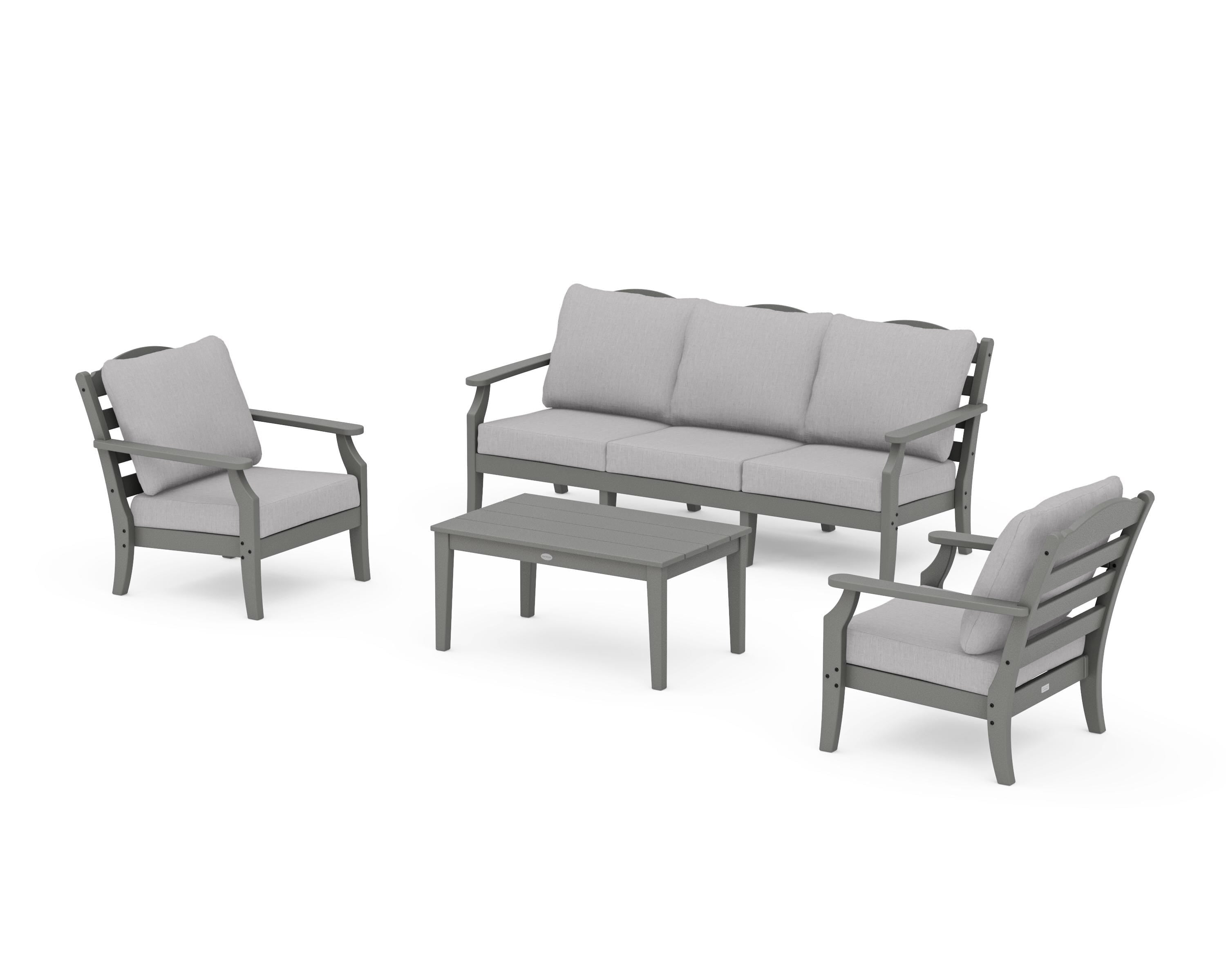 Draper James™ by POLYWOOD® Savannah 4-Piece Deep Seating Set with Sofa in Slate Grey / Granite