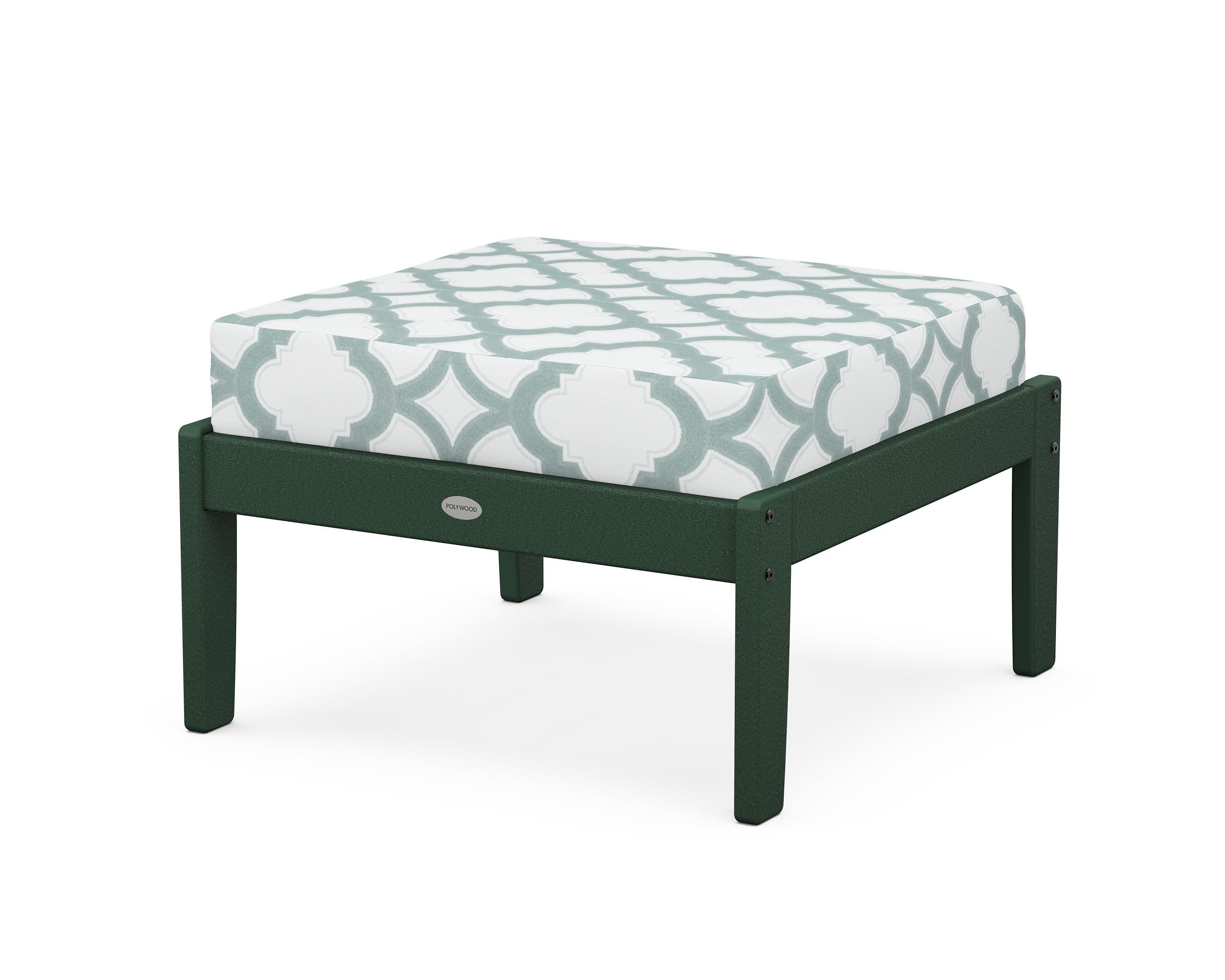POLYWOOD® Braxton Deep Seating Ottoman in Green / Trellis Glacier Spa