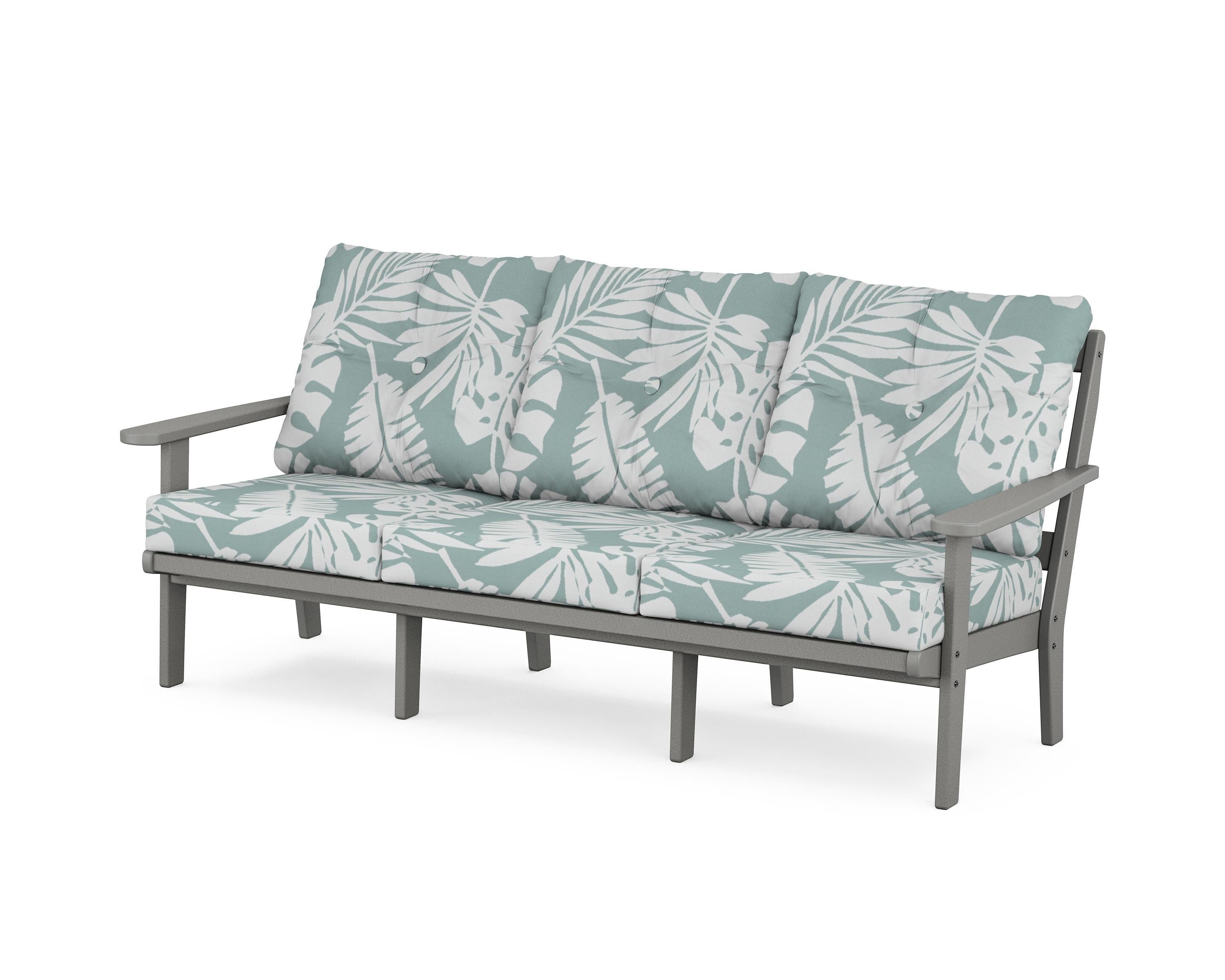 POLYWOOD® Mission Deep Seating Sofa in Slate Grey / Leaf Glacier Spa