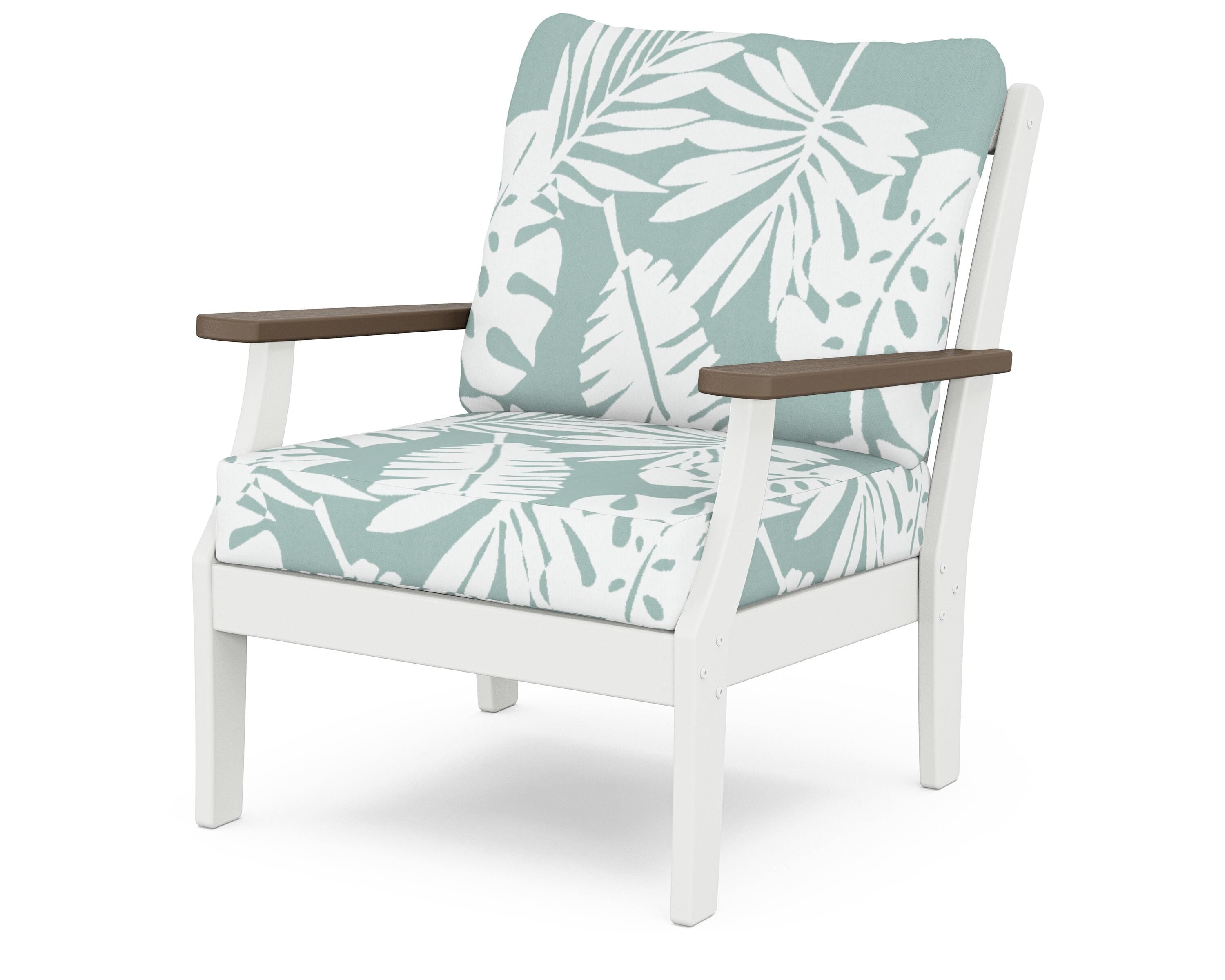 POLYWOOD® Braxton Deep Seating Chair in White / Kona / Leaf Glacier Spa