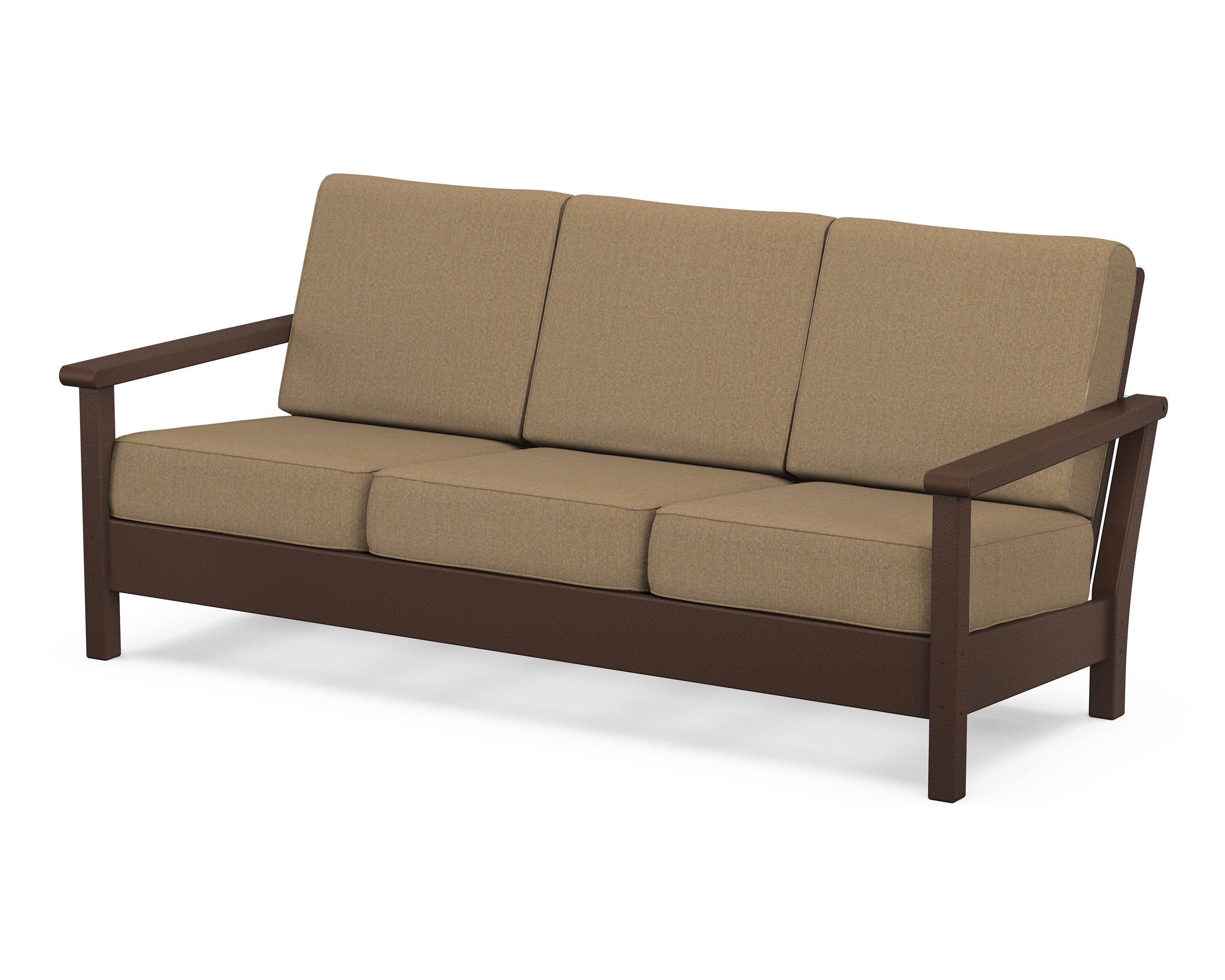 POLYWOOD® Harbour Deep Seating Sofa in Mahogany / Sesame