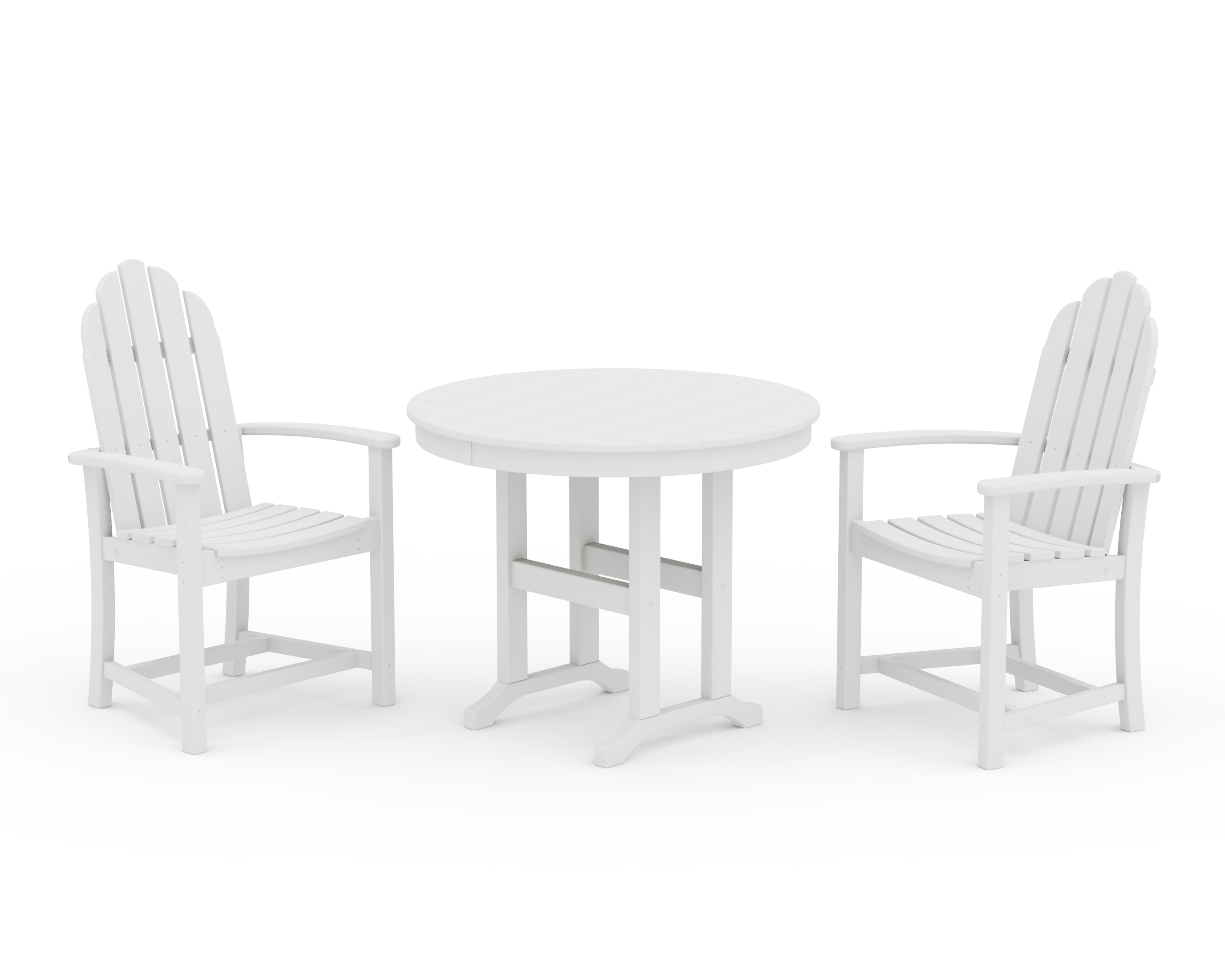 POLYWOOD® Classic Adirondack 3-Piece Round Dining Set in White