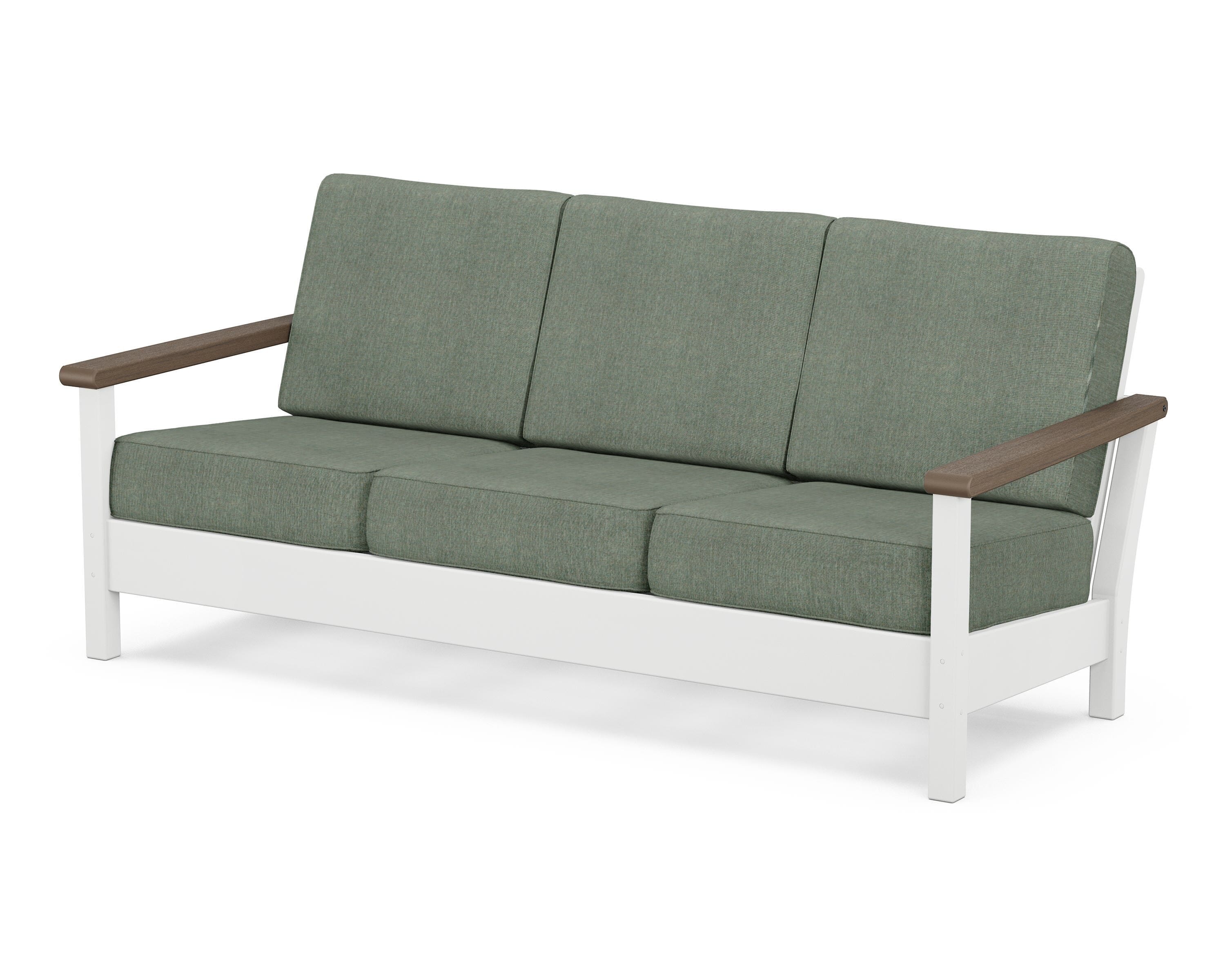 POLYWOOD® Harbour Deep Seating Sofa in White / Kona / Cast Sage