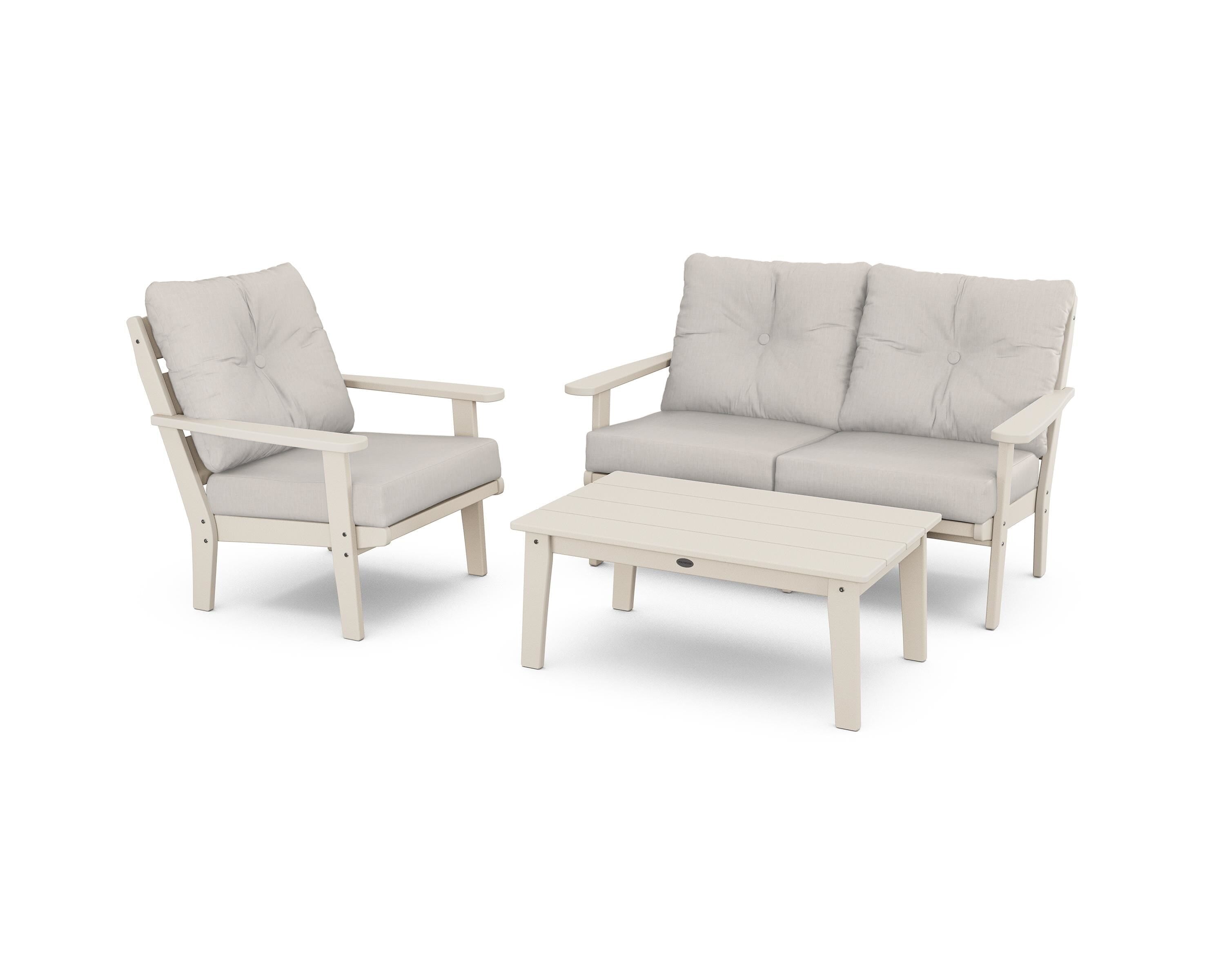 POLYWOOD® Lakeside 3-Piece Deep Seating Set in Sand / Cast Ash