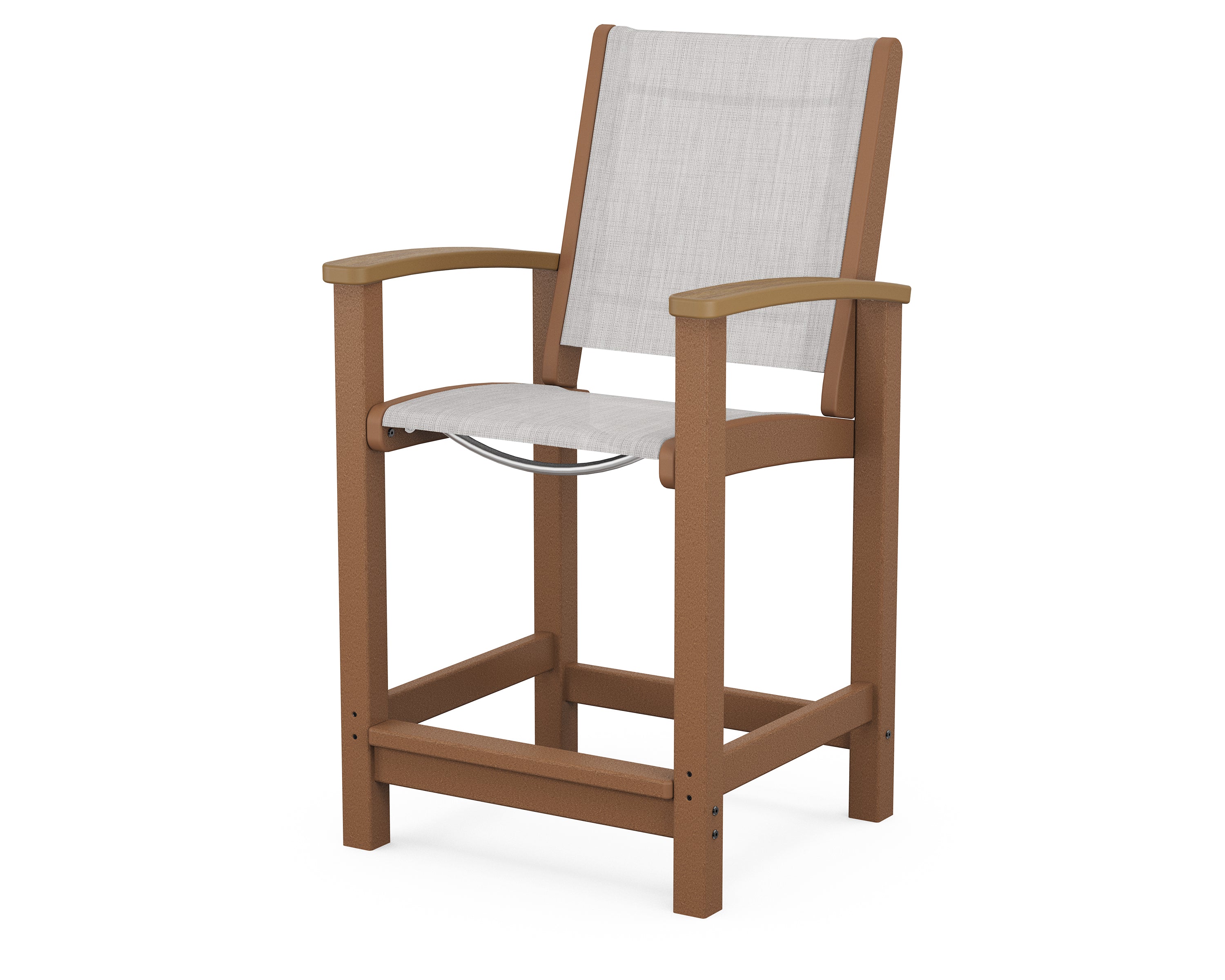 POLYWOOD® Coastal Counter Chair in Teak / Natural / Parchment Sling