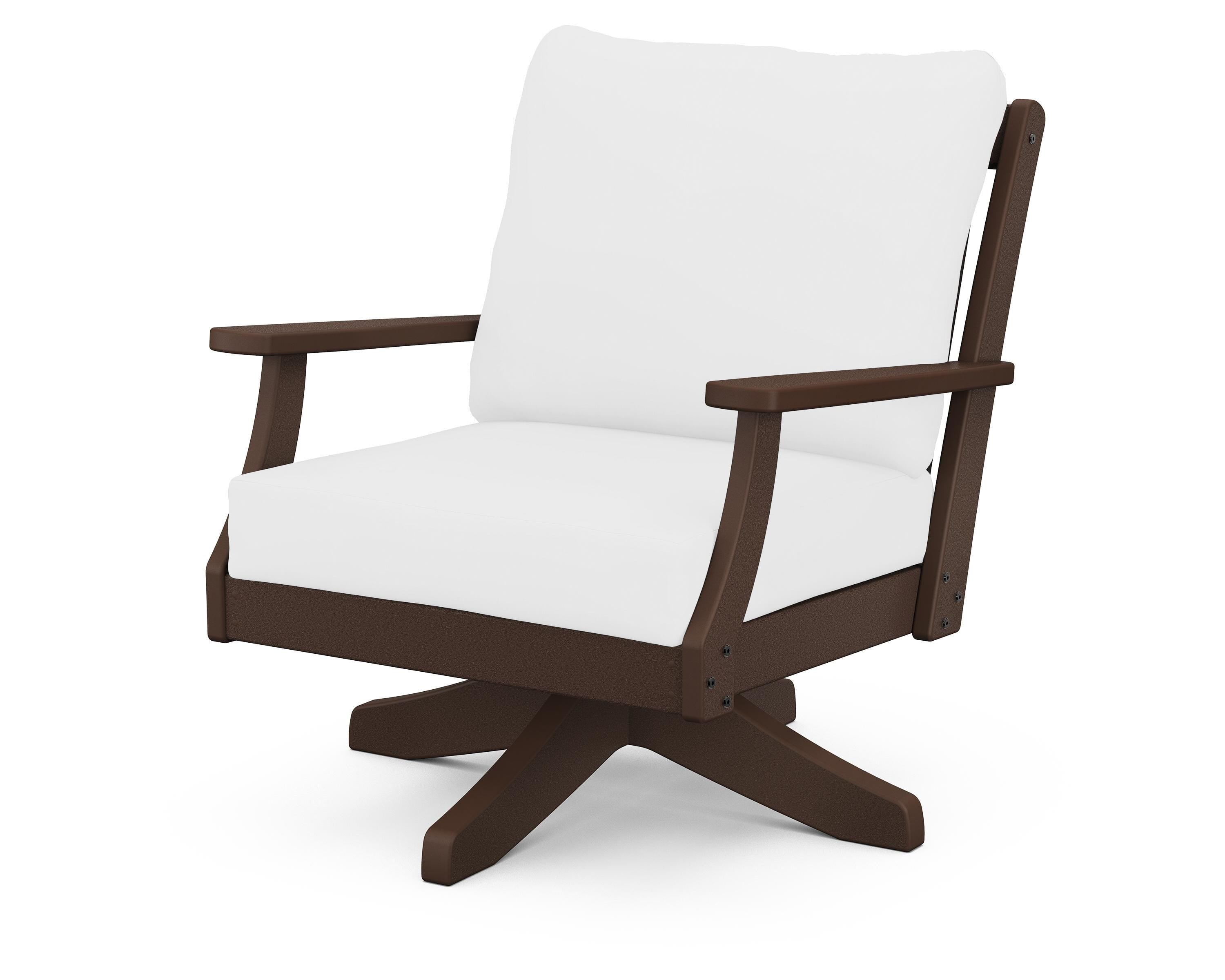POLYWOOD® Braxton Deep Seating Swivel Chair in Mahogany / Natural
