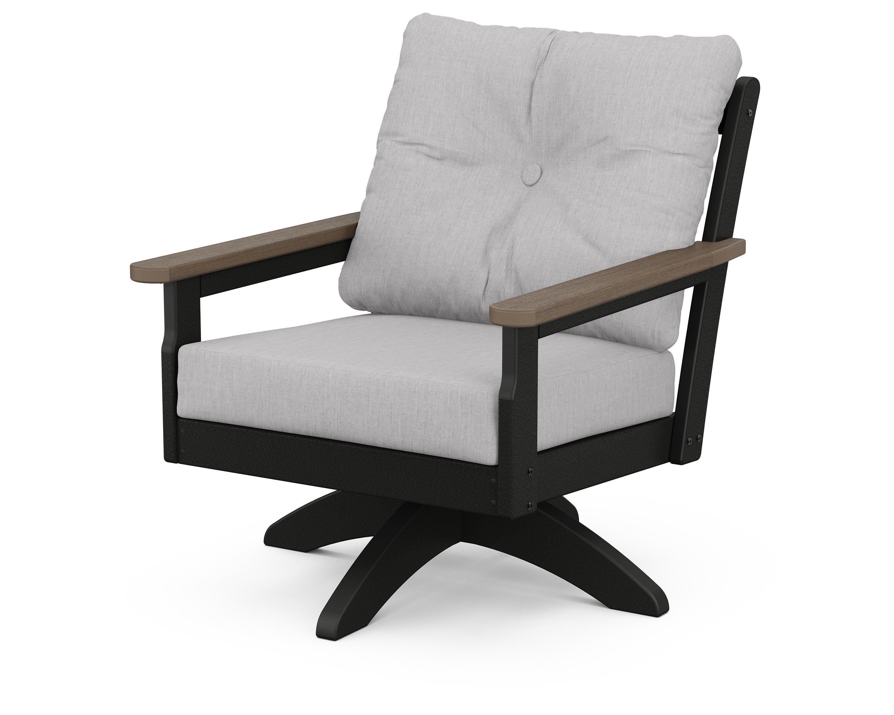 POLYWOOD® Vineyard Deep Seating Swivel Chair in Black / Kona / Granite