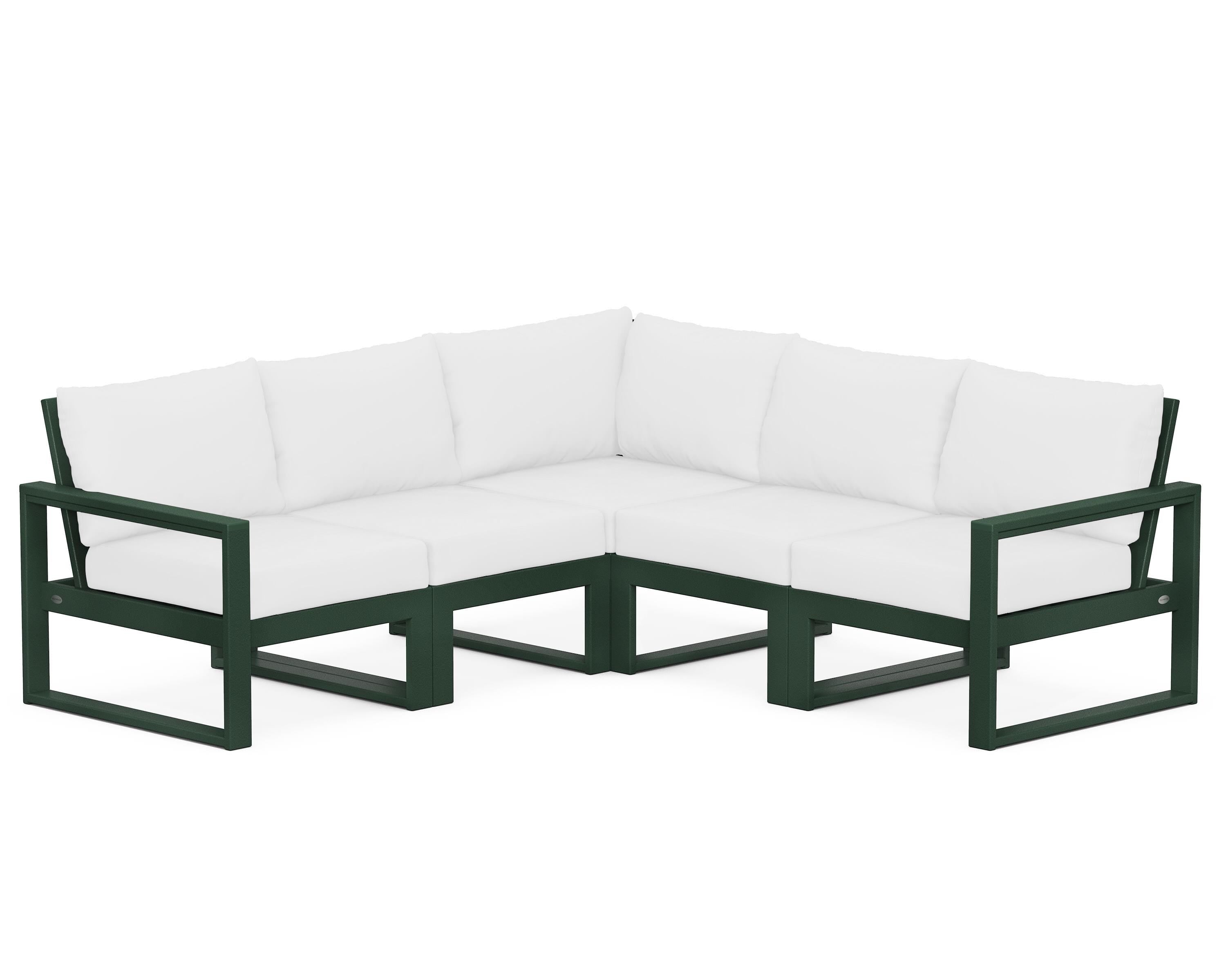 POLYWOOD® EDGE 5-Piece Modular Deep Seating Set in Green / Natural