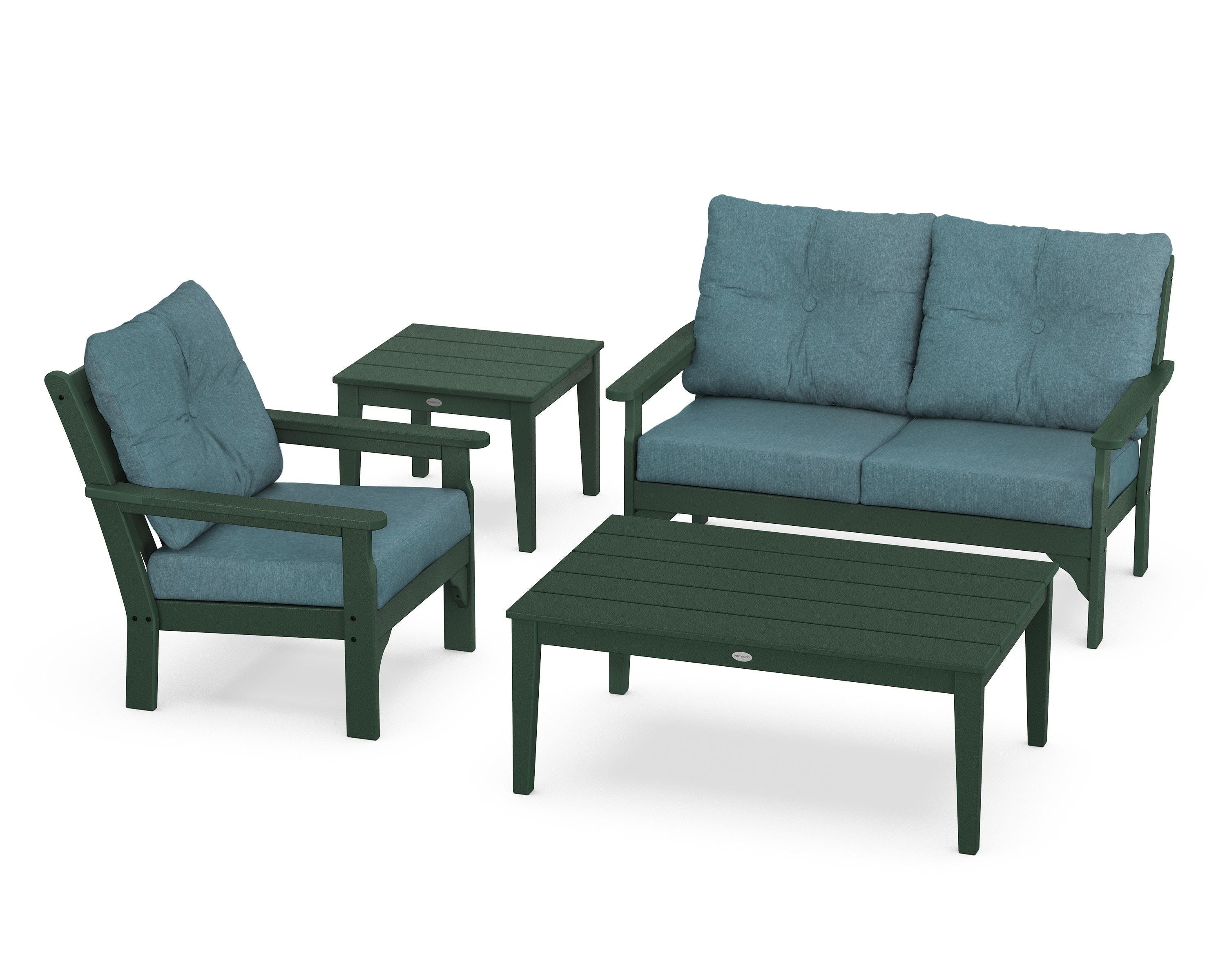 POLYWOOD® Vineyard 4-Piece Deep Seating Set in Green / Ocean Teal