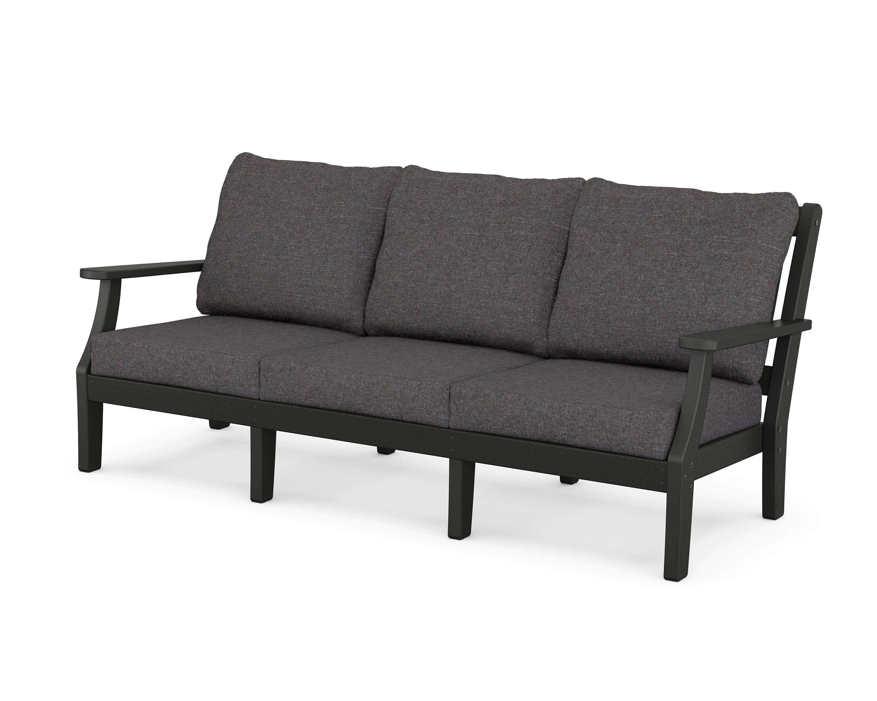 Martha Stewart by POLYWOOD® Chinoiserie Deep Seating Sofa in Black / Ash Charcoal