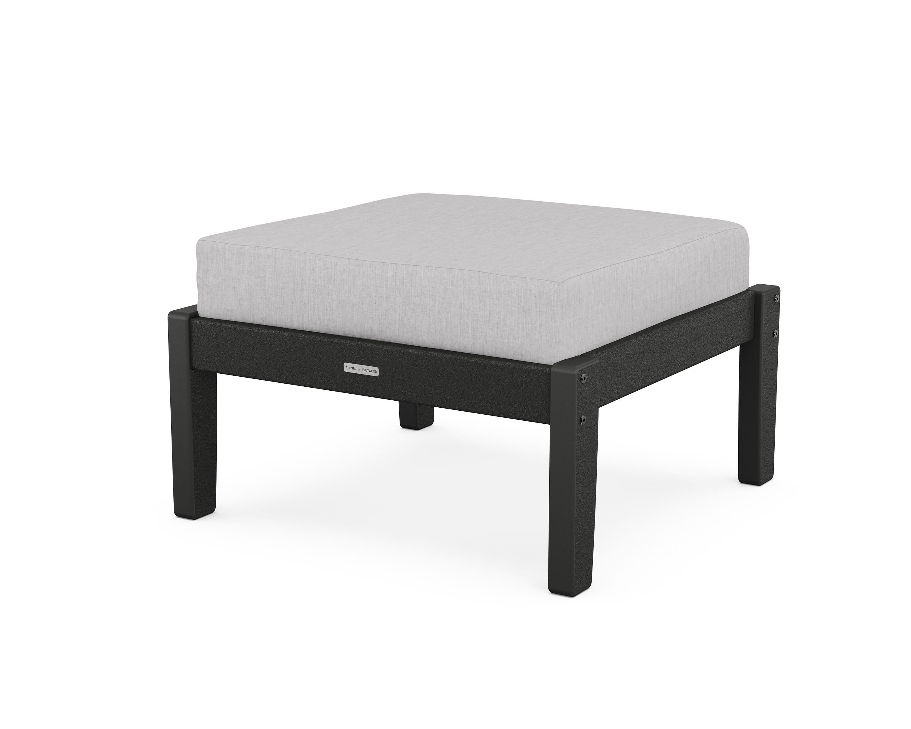 Martha Stewart by POLYWOOD® Chinoiserie Deep Seating Ottoman in Black / Granite