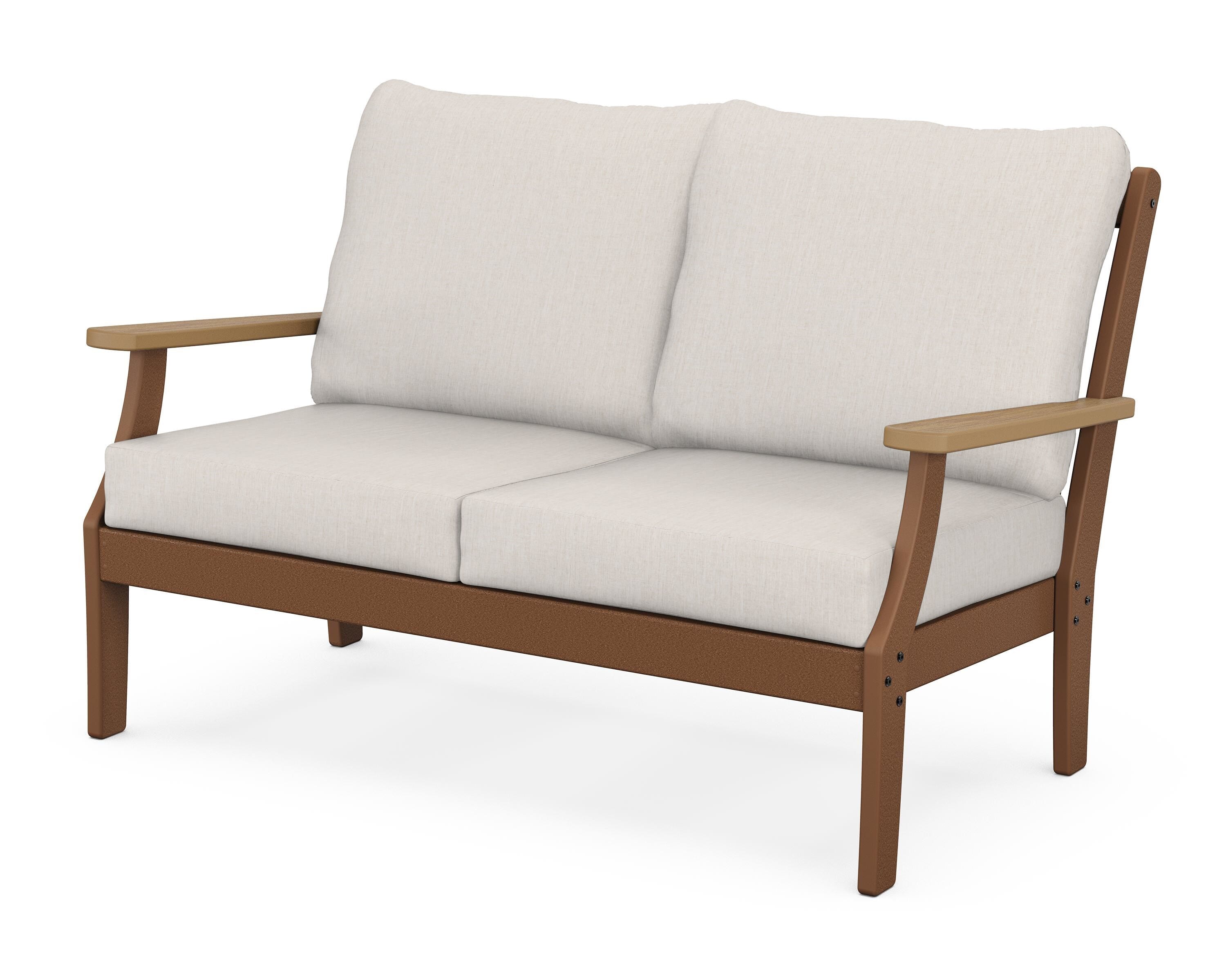 POLYWOOD® Braxton Deep Seating Loveseat in Teak / Natural / Cast Ash