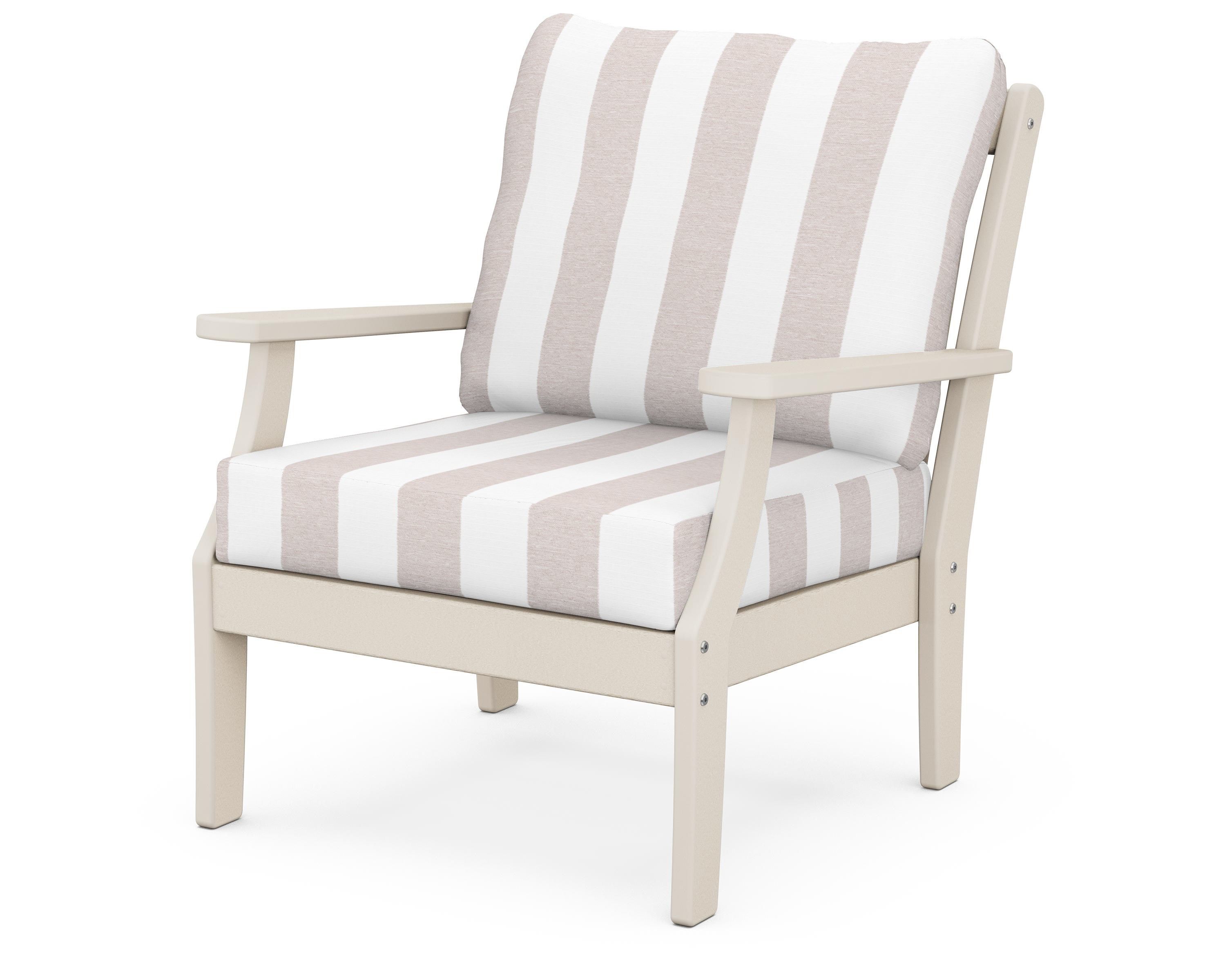 POLYWOOD® Braxton Deep Seating Chair in Sand / Cabana Stripe Dune Burlap