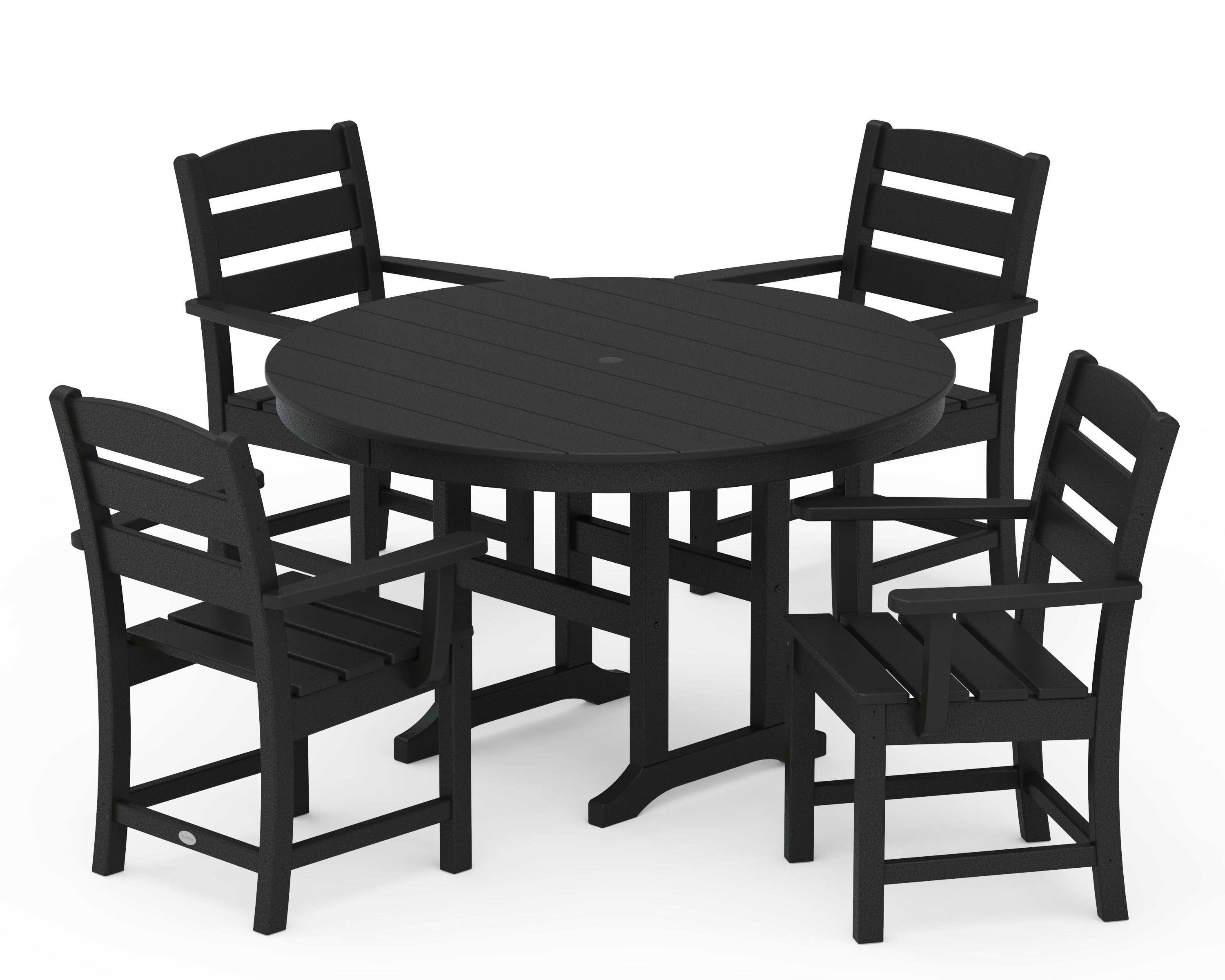 POLYWOOD® Lakeside 5-Piece Round Farmhouse Dining Set in Black