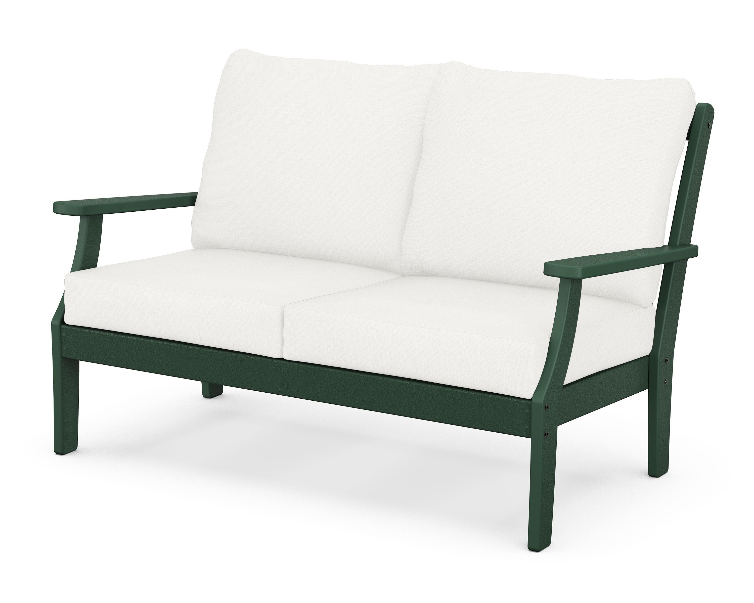 POLYWOOD® Braxton Deep Seating Loveseat in Green / Natural Linen