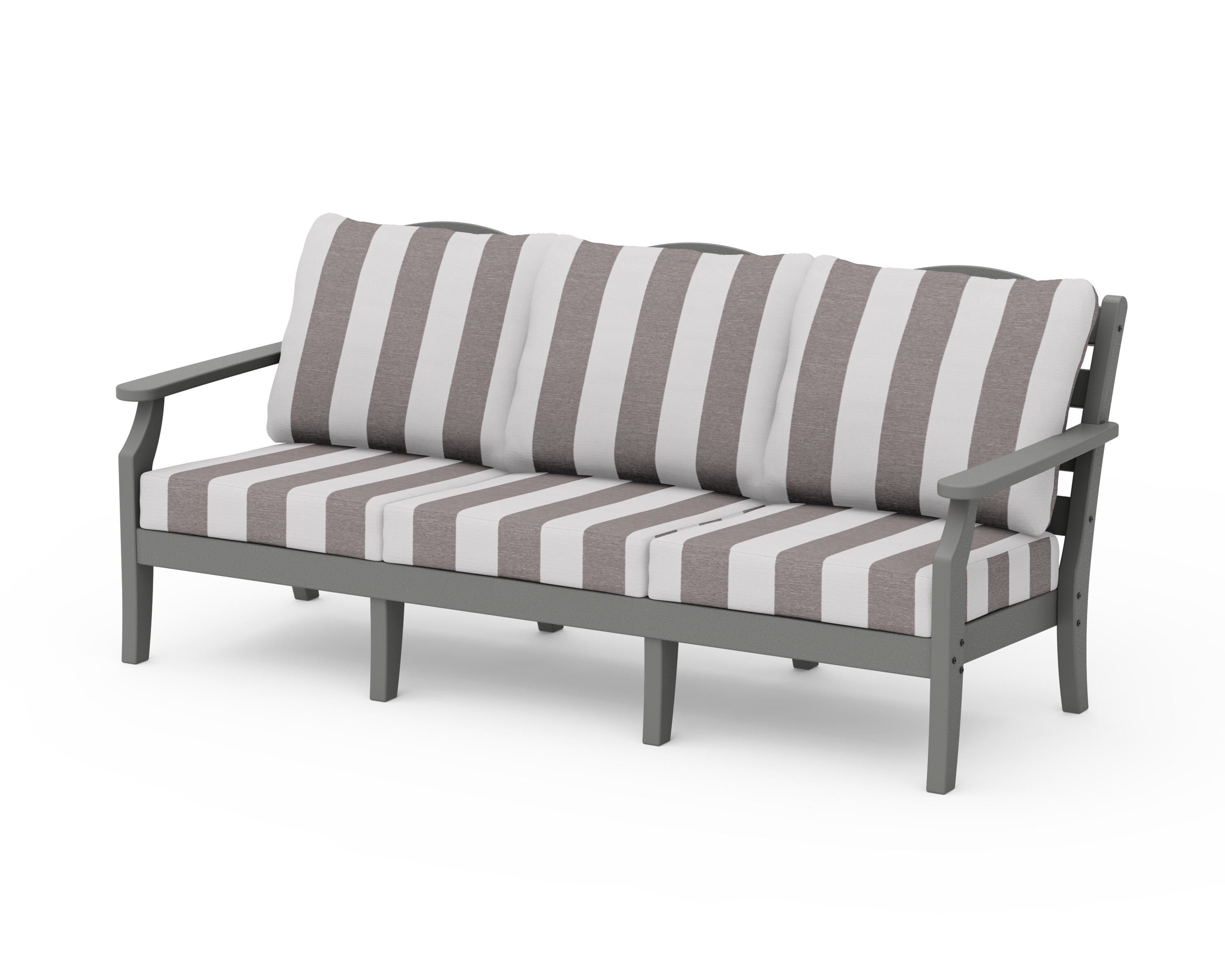 Draper James™ by POLYWOOD® Savannah Deep Seating Sofa in Slate Grey / Cabana Stripe Grey Mist