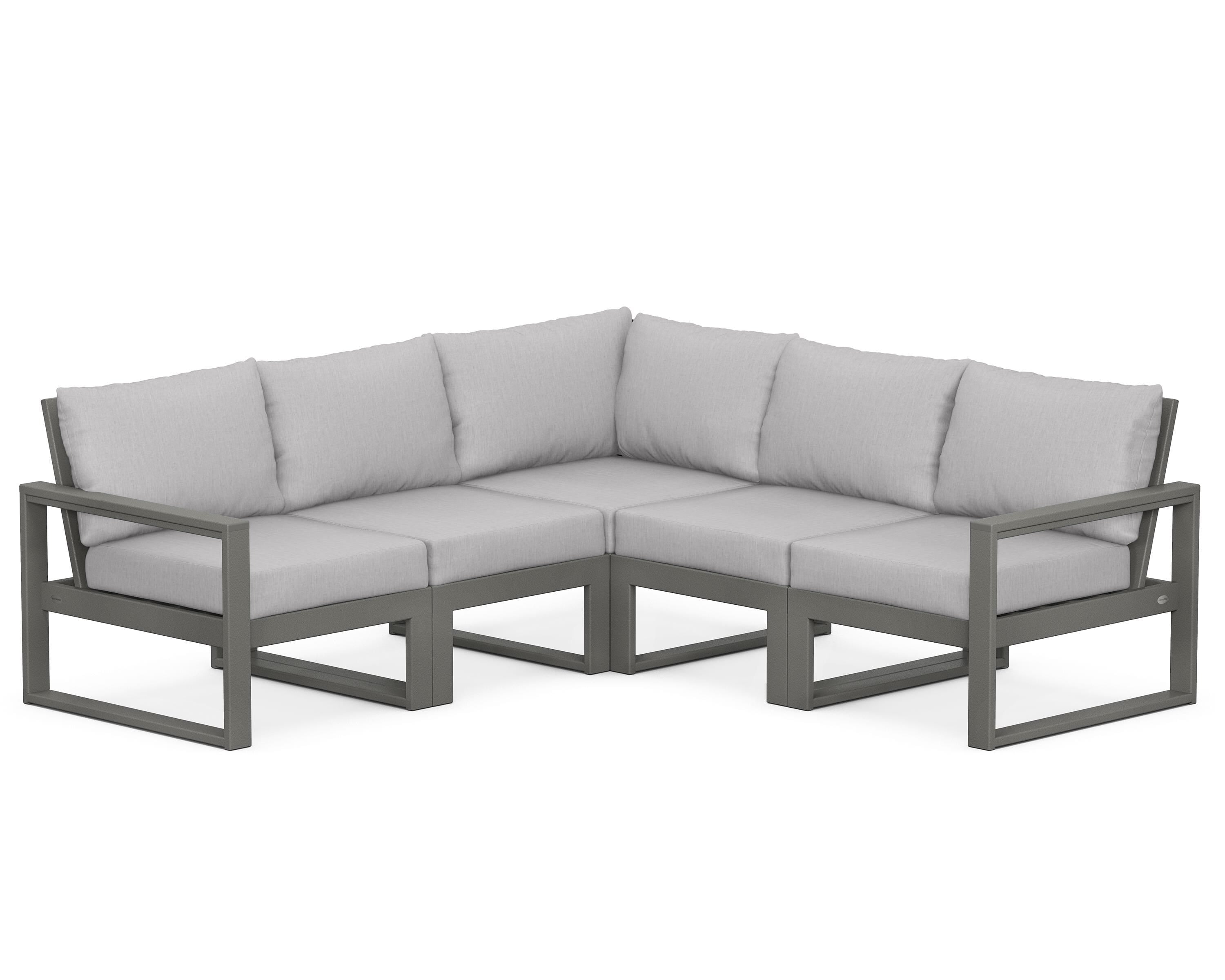 POLYWOOD® EDGE 5-Piece Modular Deep Seating Set in Slate Grey / Granite