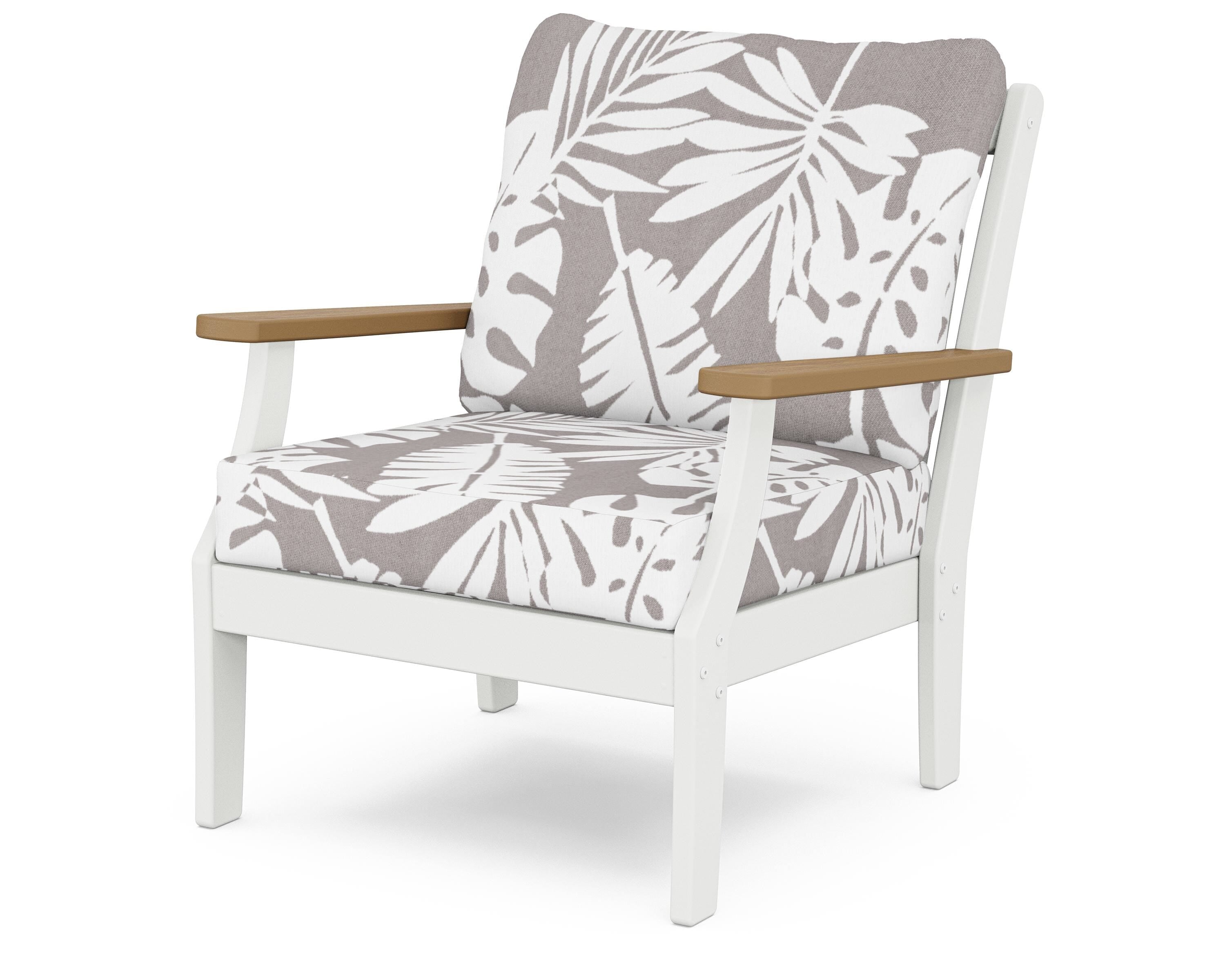 POLYWOOD® Braxton Deep Seating Chair in White / Natural / Leaf Grey Mist