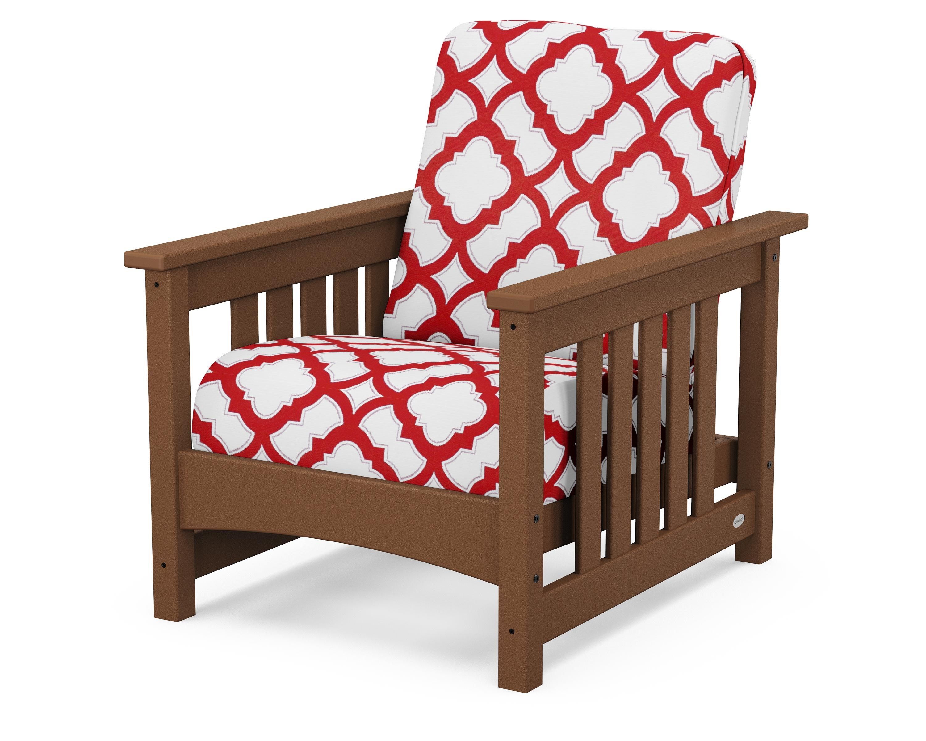 POLYWOOD® Club Mission Chair in Teak / Trellis Crimson