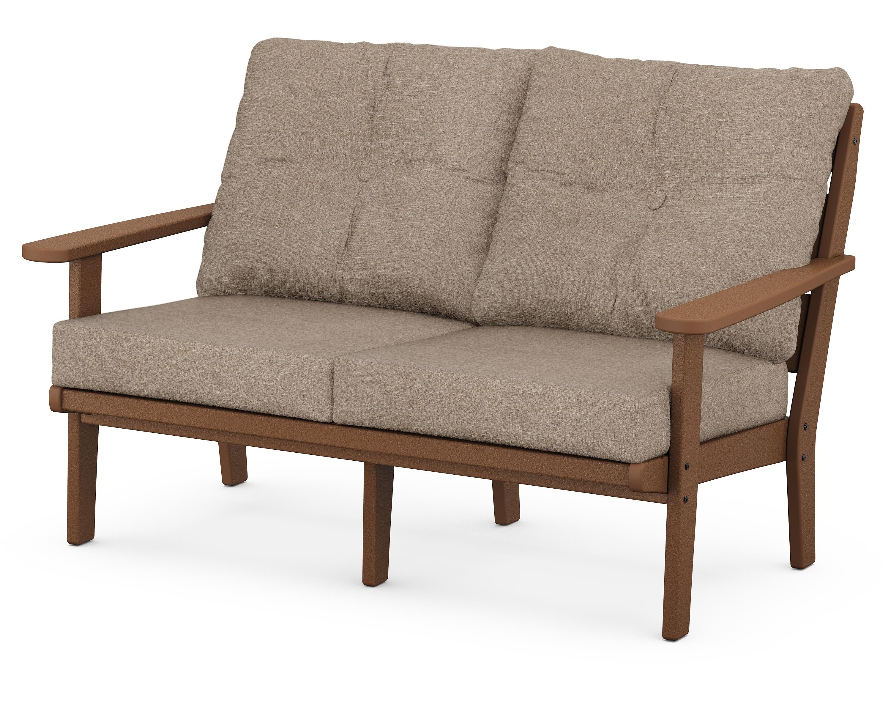 POLYWOOD® Lakeside Deep Seating Loveseat in Teak / Spiced Burlap