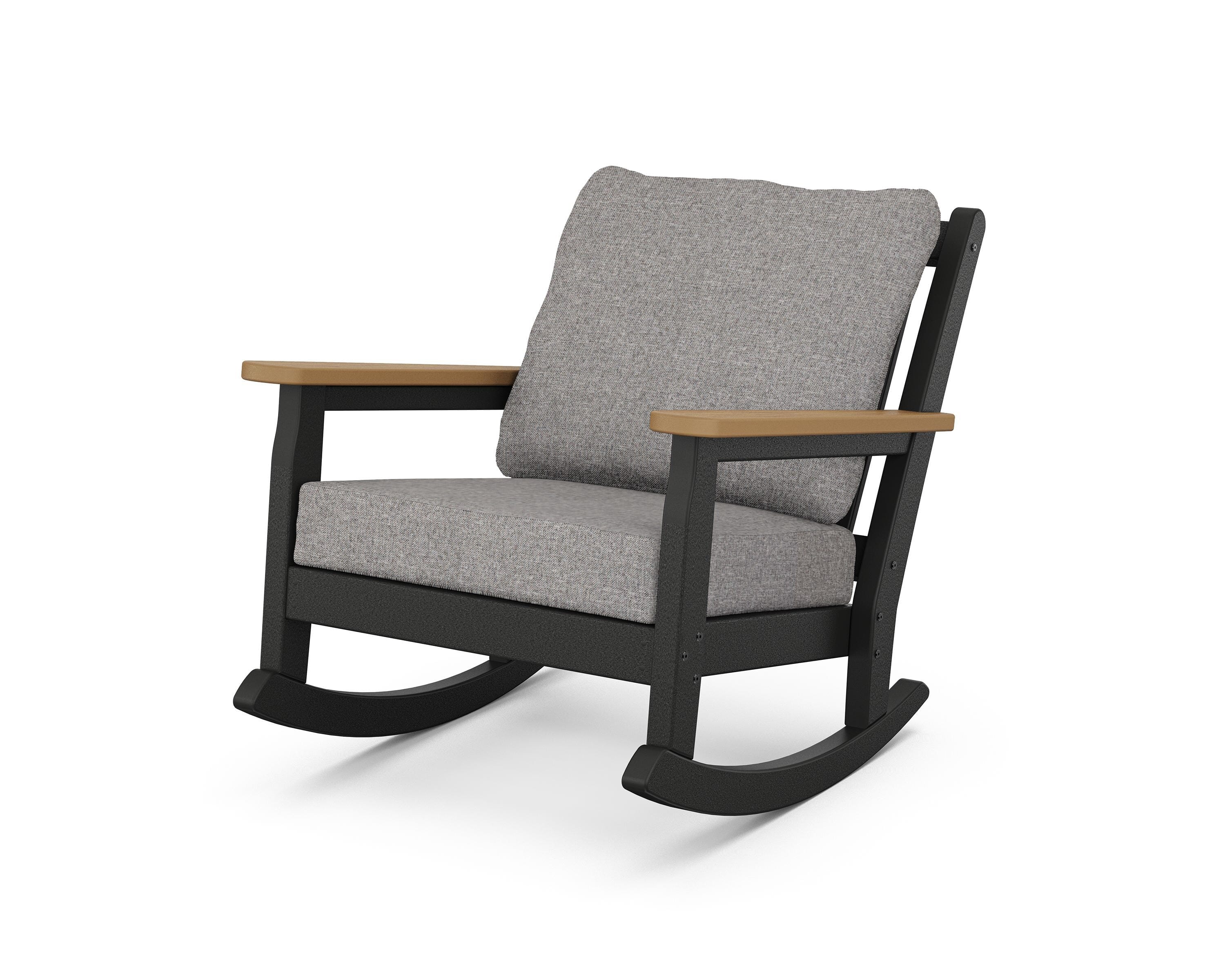 POLYWOOD® Chippendale Deep Seating Rocking Chair in Black / Natural / Grey Mist
