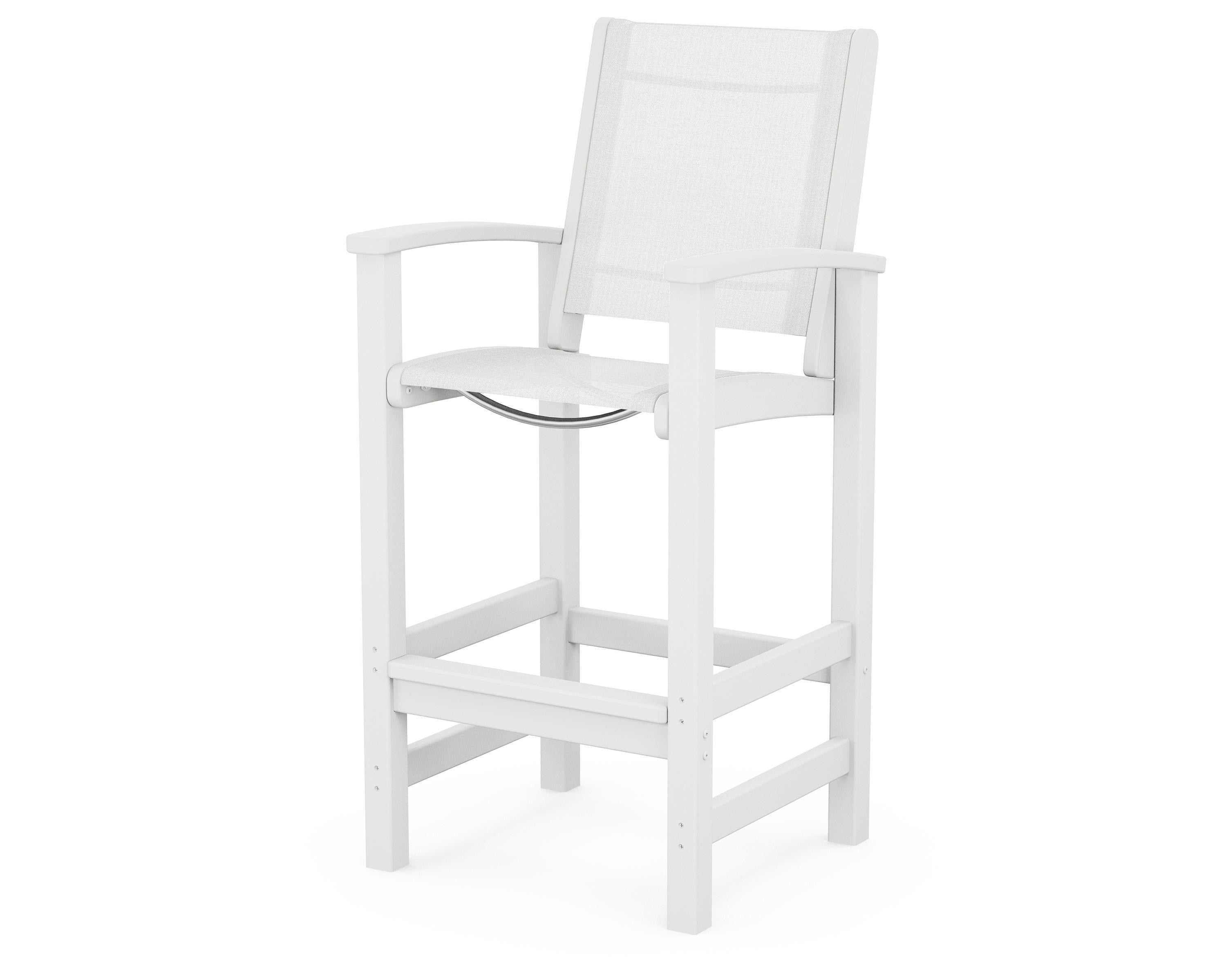 POLYWOOD® Coastal Bar Chair in White / White Sling