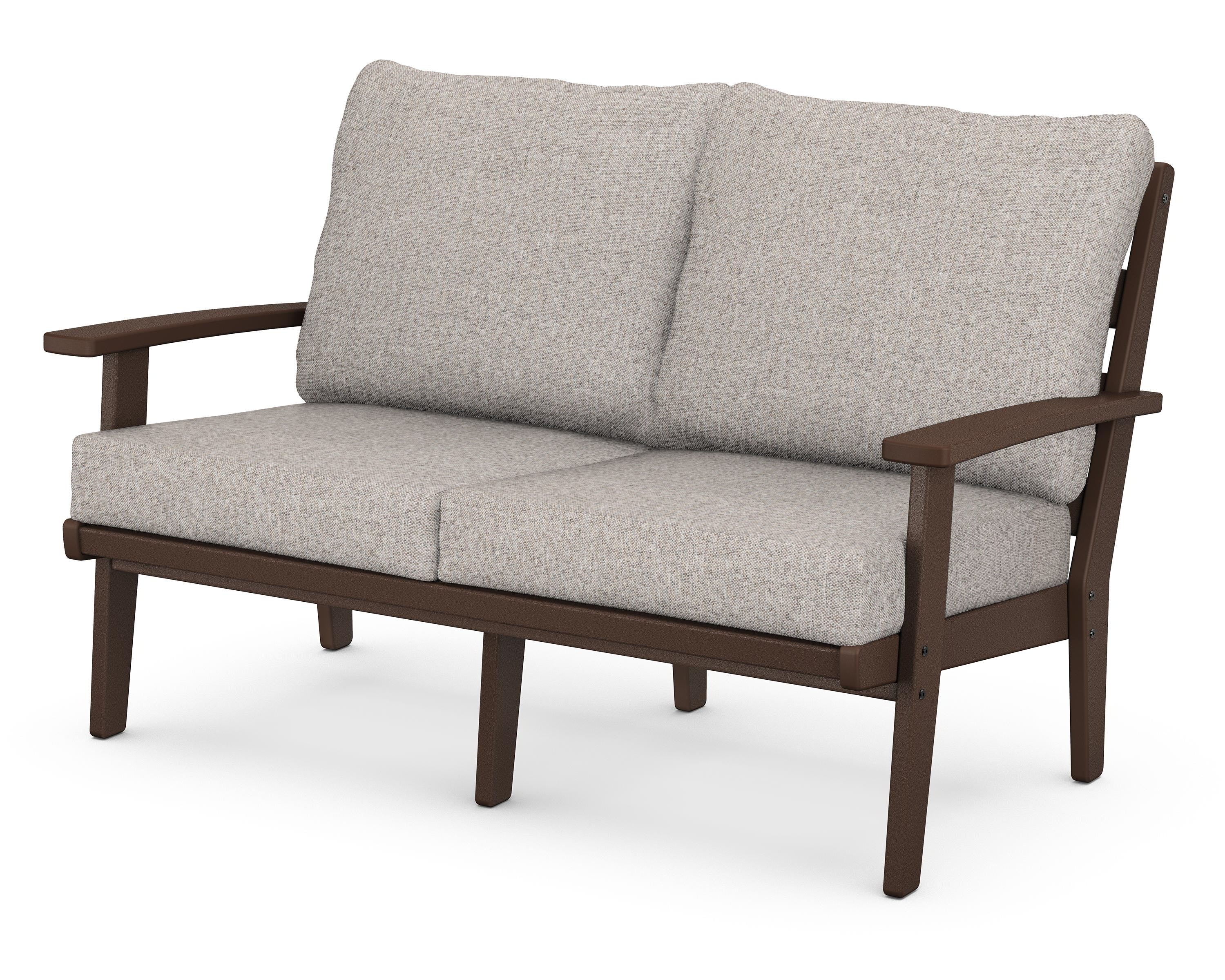 POLYWOOD® Grant Park Deep Seating Loveseat in Mahogany / Weathered Tweed