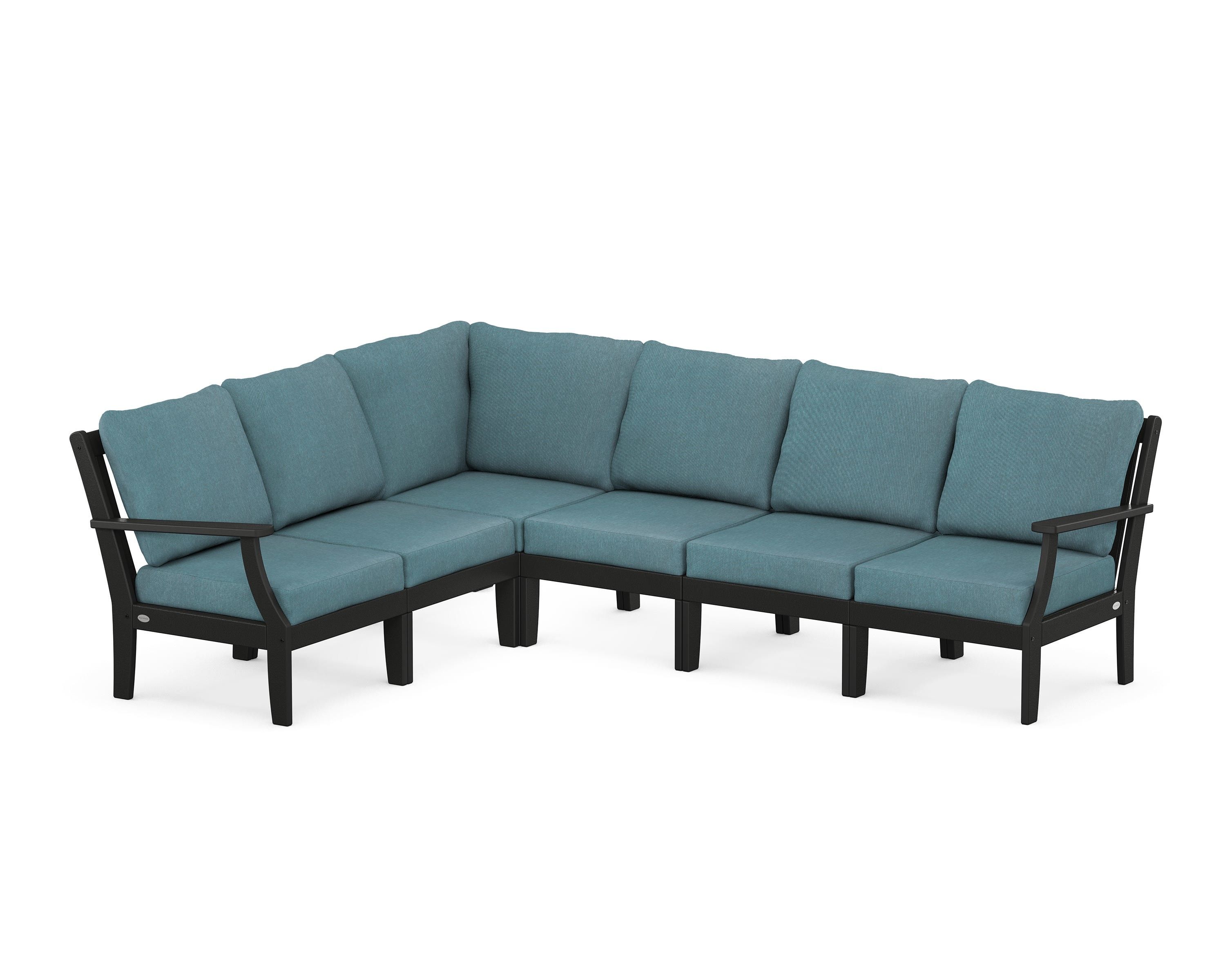 POLYWOOD® Braxton Modular 6-Piece Deep Seating Set in Black / Ocean Teal