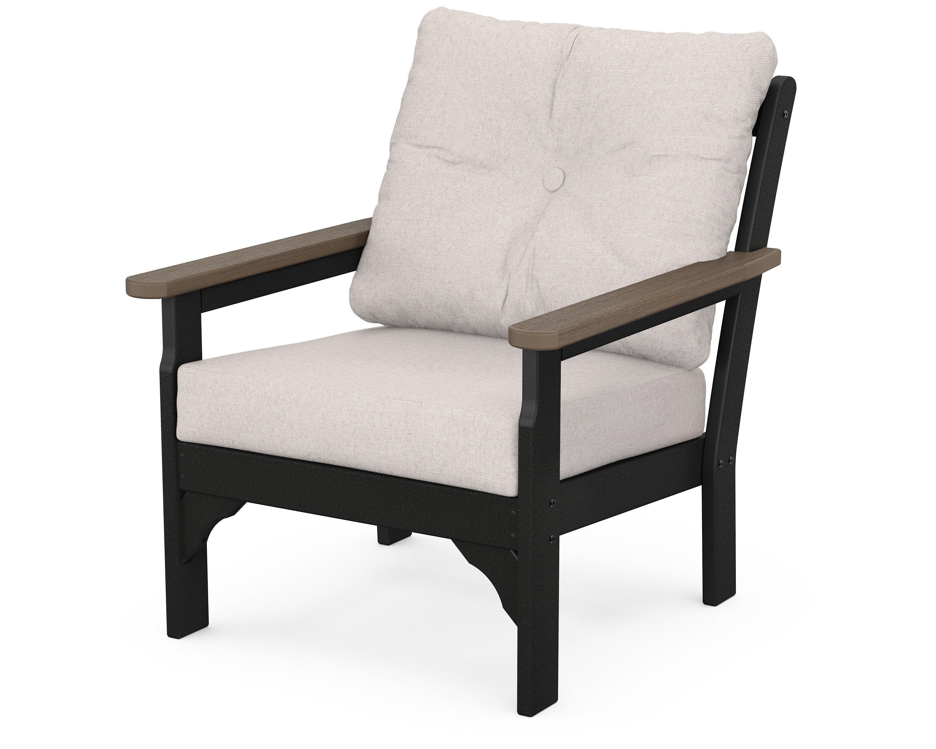 POLYWOOD® Vineyard Deep Seating Chair in Black / Kona / Dune Burlap