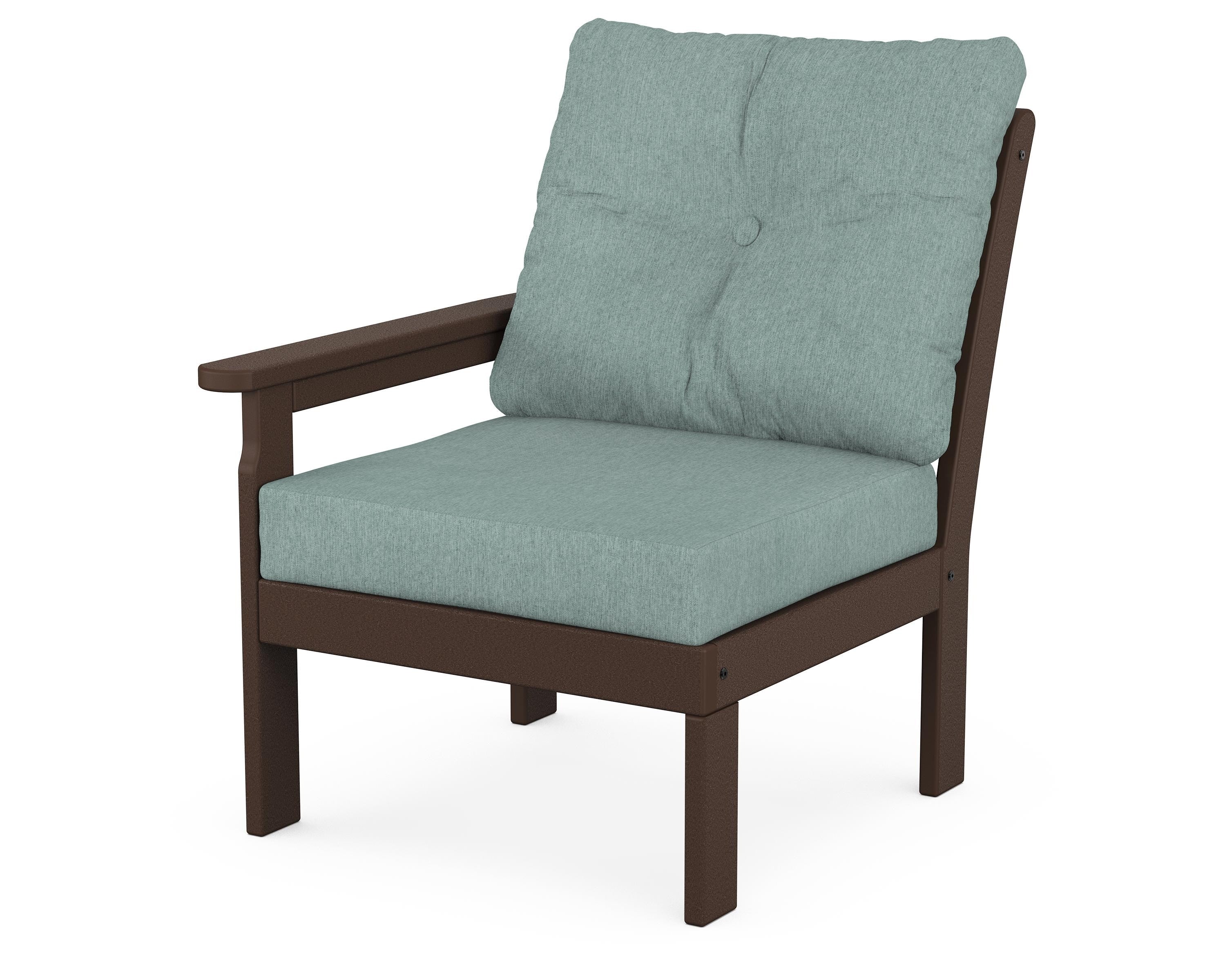 POLYWOOD® Vineyard Modular Left Arm Chair in Mahogany / Glacier Spa