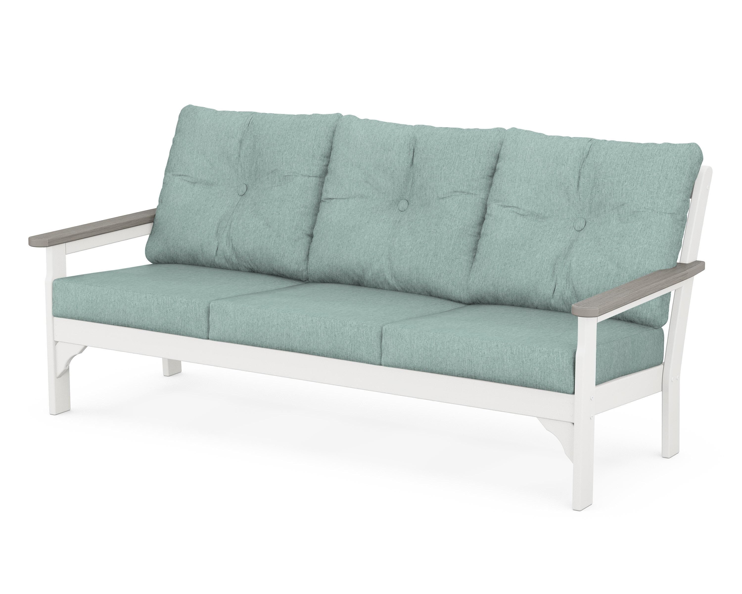 POLYWOOD® Vineyard Deep Seating Sofa in White / Driftwood / Glacier Spa