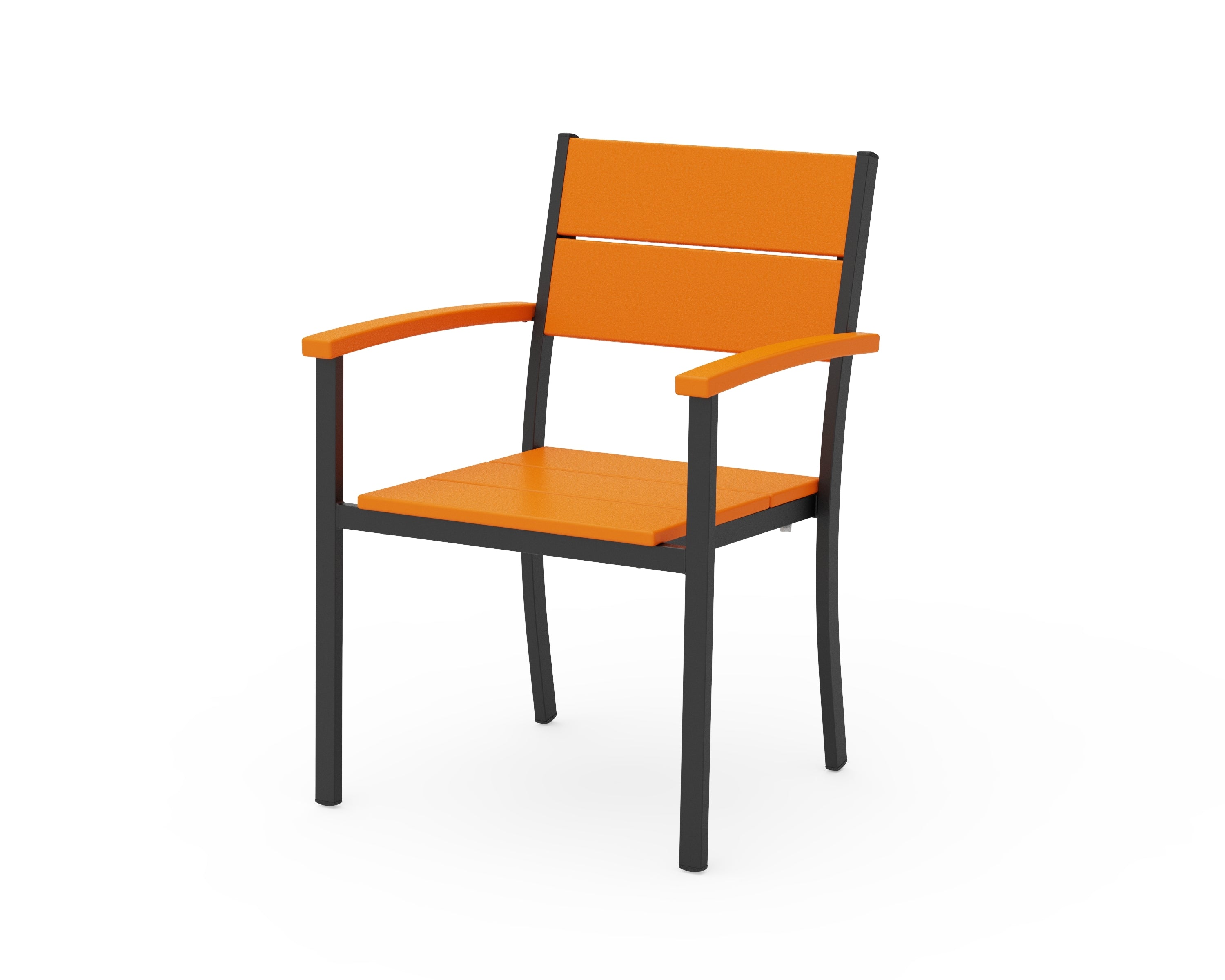 POLYWOOD® Main Street Stacking Dining Arm Chair in Black / Tangerine