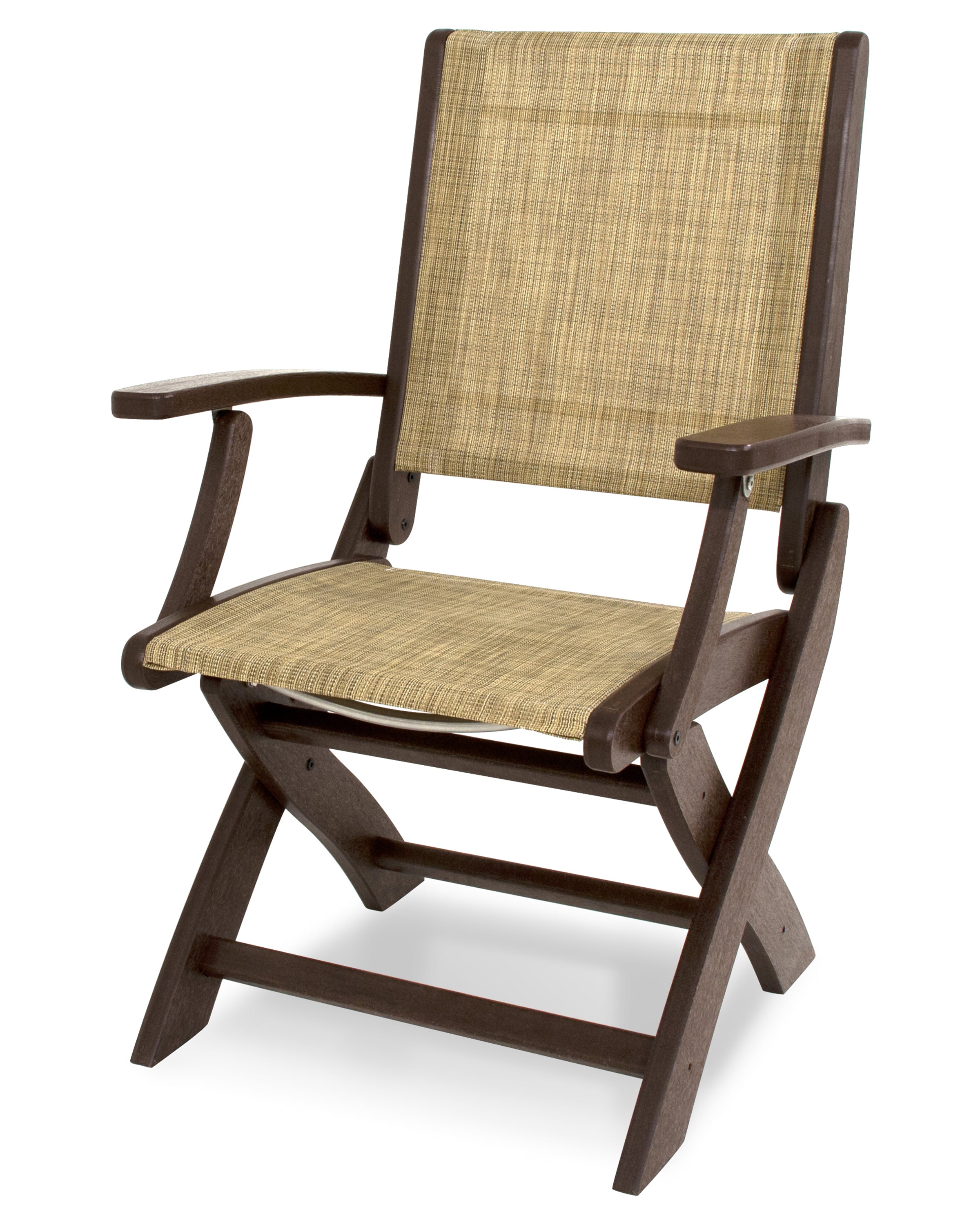 POLYWOOD® Coastal Folding Chair in Mahogany / Burlap Sling