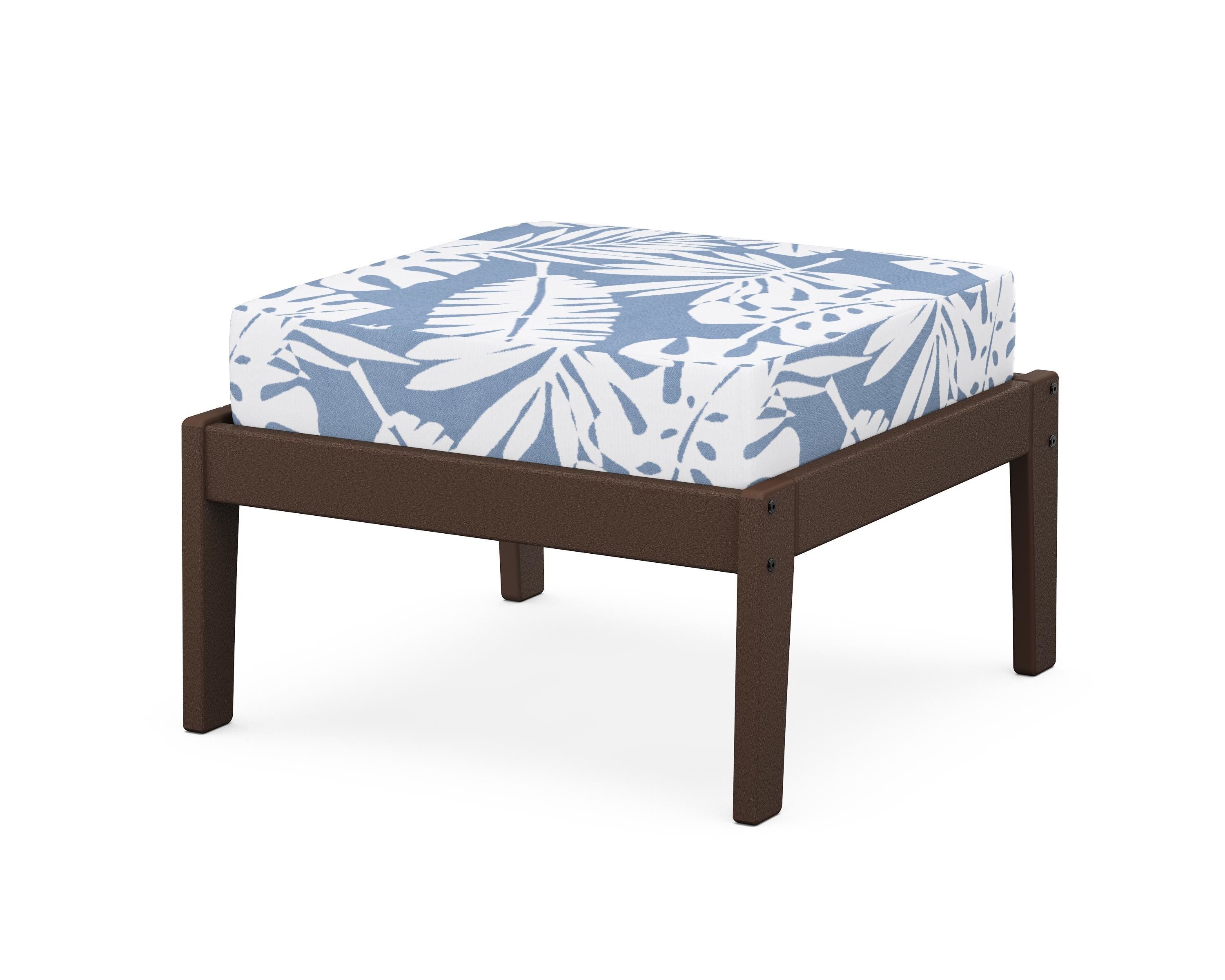 Unbranded Deep Seating Ottoman in Mahogany / Leaf Sky Blue