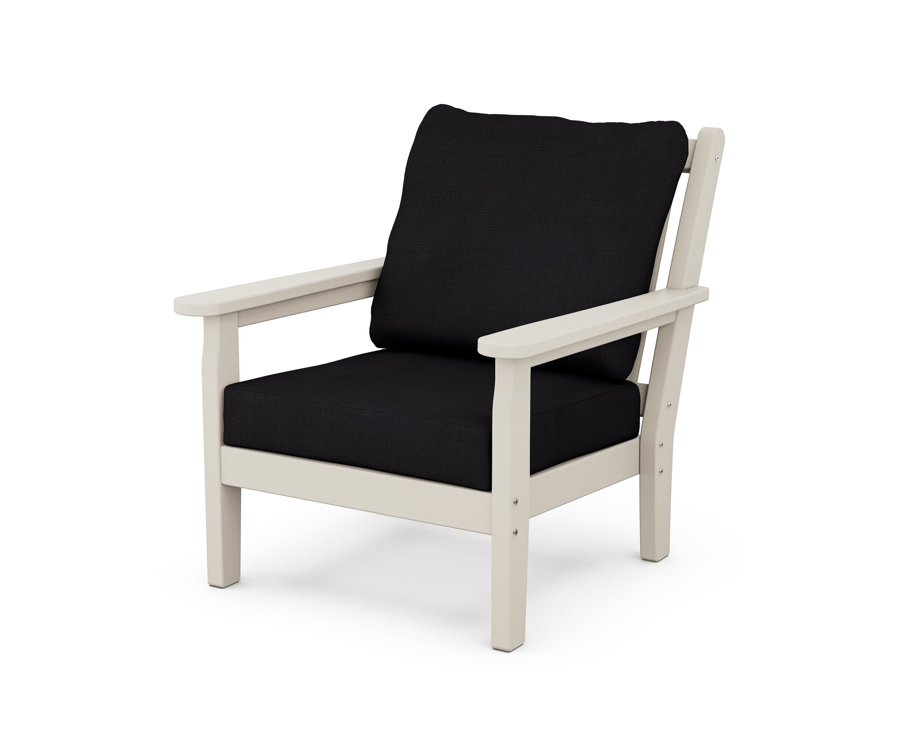 POLYWOOD® Chippendale Deep Seating Chair in Sand / Midnight Linen